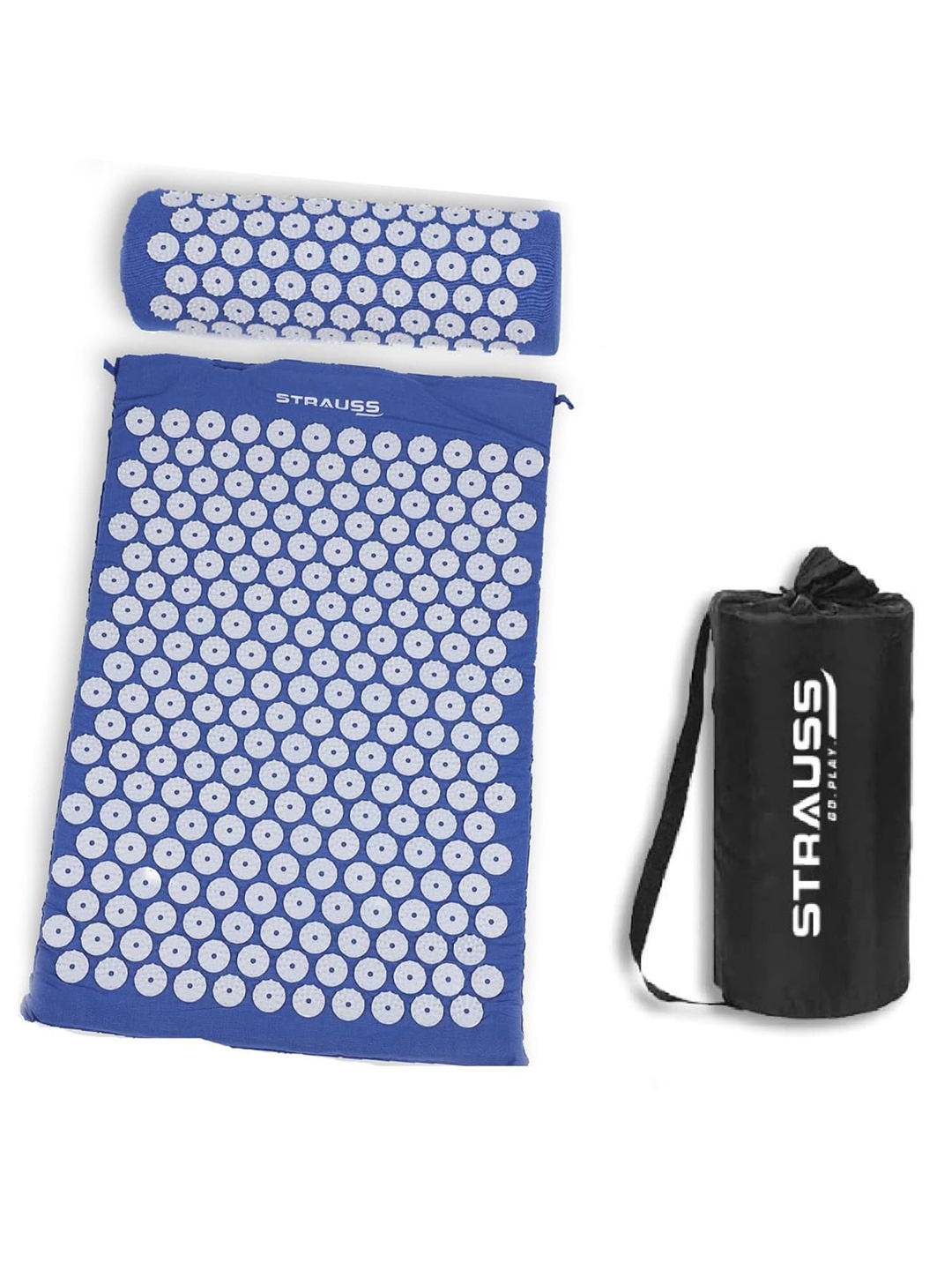 

STRAUSS Blue & White Pain Relief Acupressure Exercise Mat With Pillow