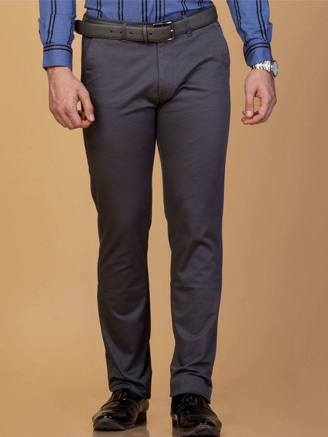 

Monterrey SF Men Smart Slim Fit Easy Wash Trousers, Grey