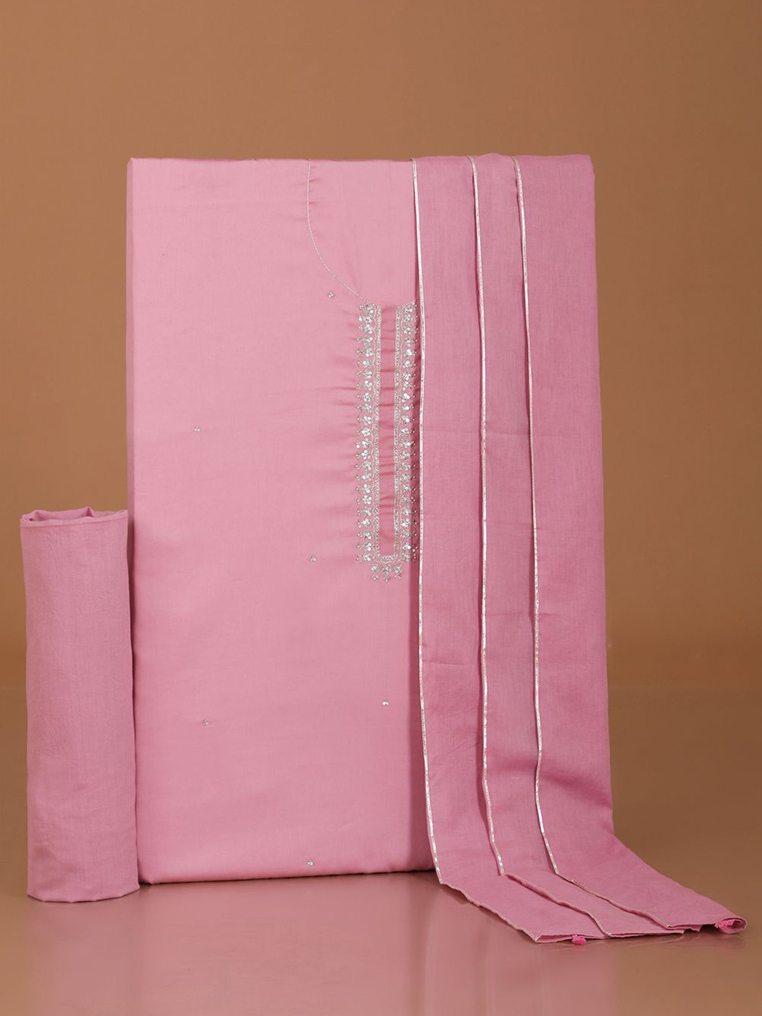 

Taneira Embroidered Pure Cotton Unstitched Dress Material, Pink