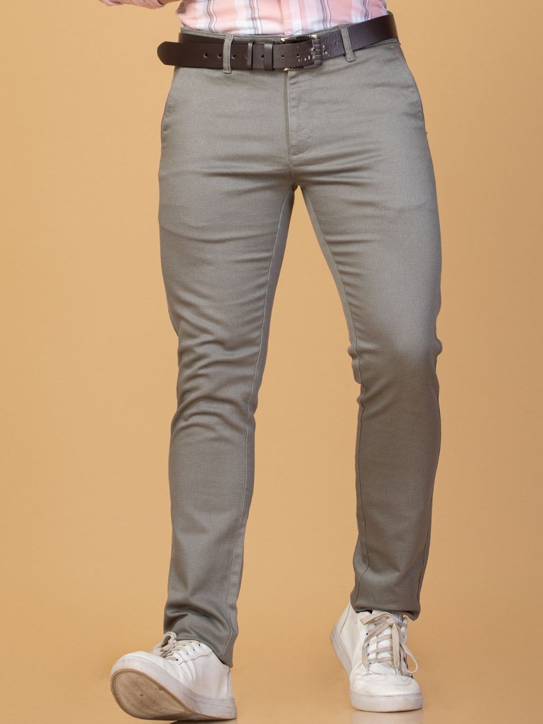 

Monterrey SF Men Smart Slim Fit Easy Wash Trousers, Grey