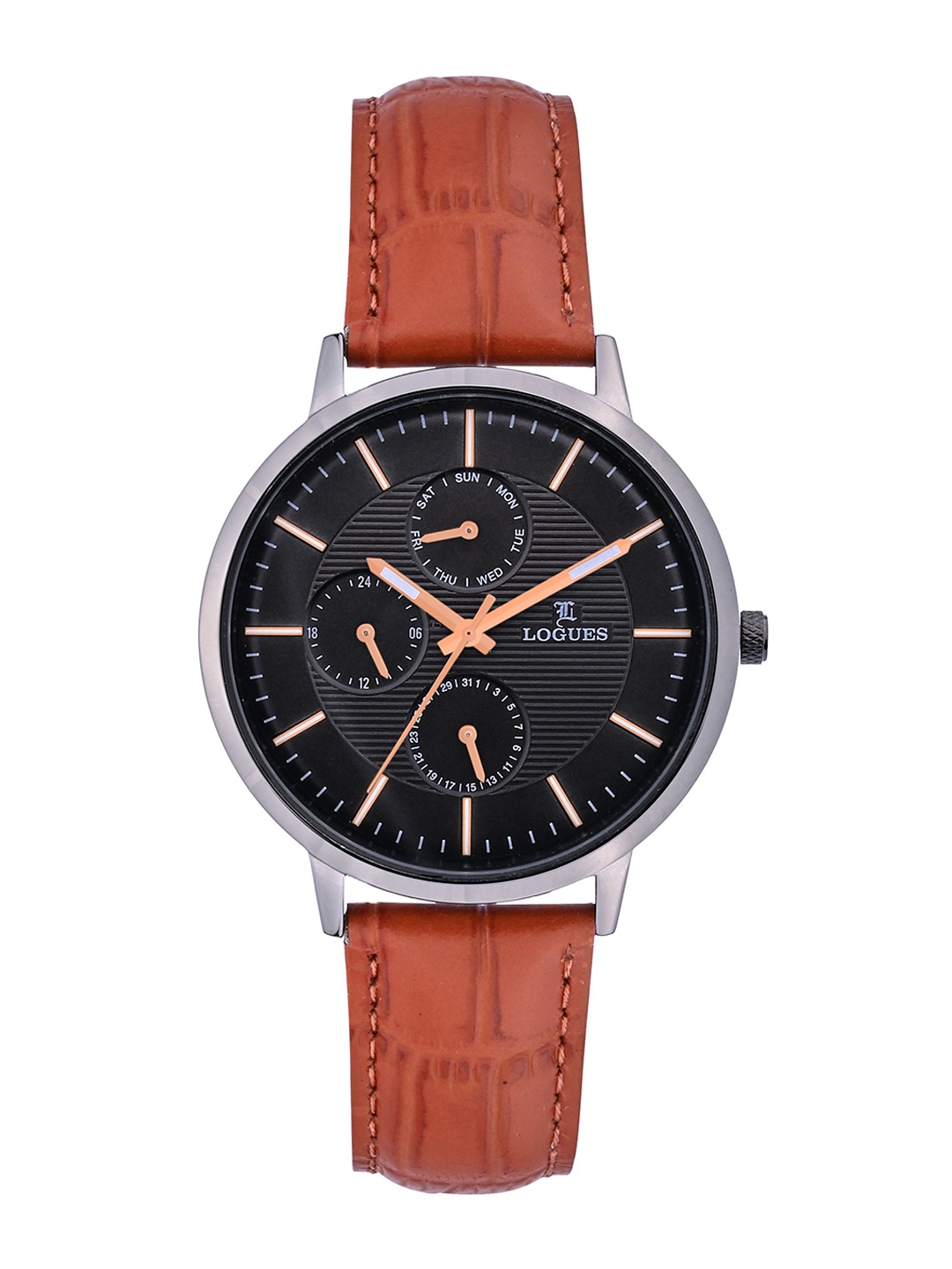 

L LOGUES Men Brass Dial & Leather Straps Analogue Watch G 1967 QL-81, Tan
