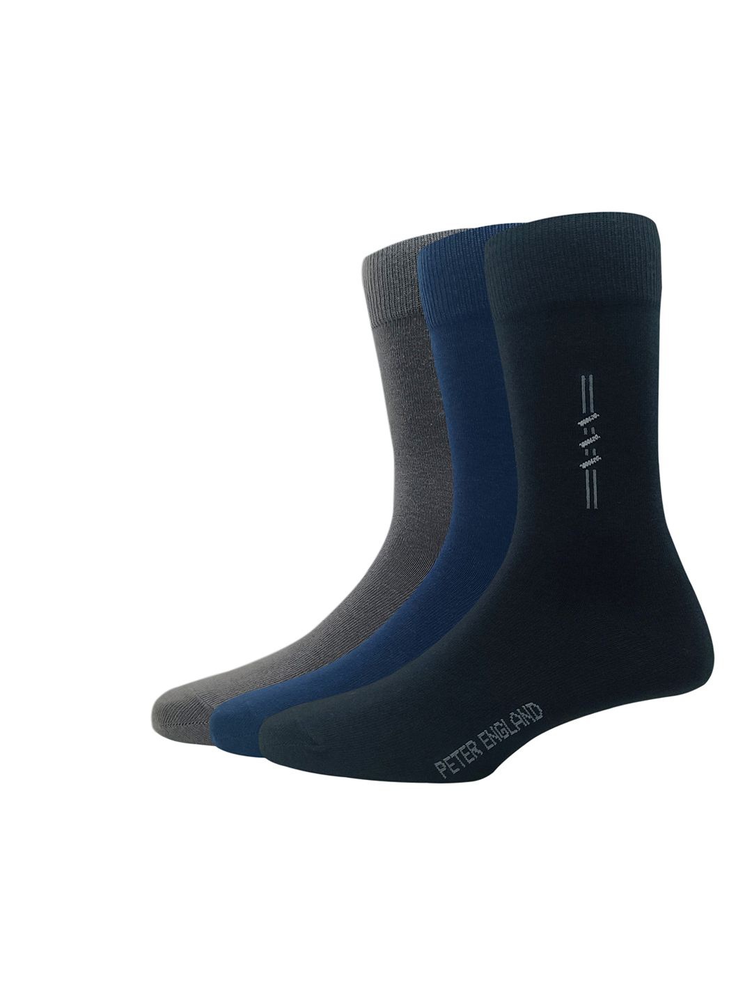 

Peter England Men Pack Of 3Cotton Calf-length Socks, Grey