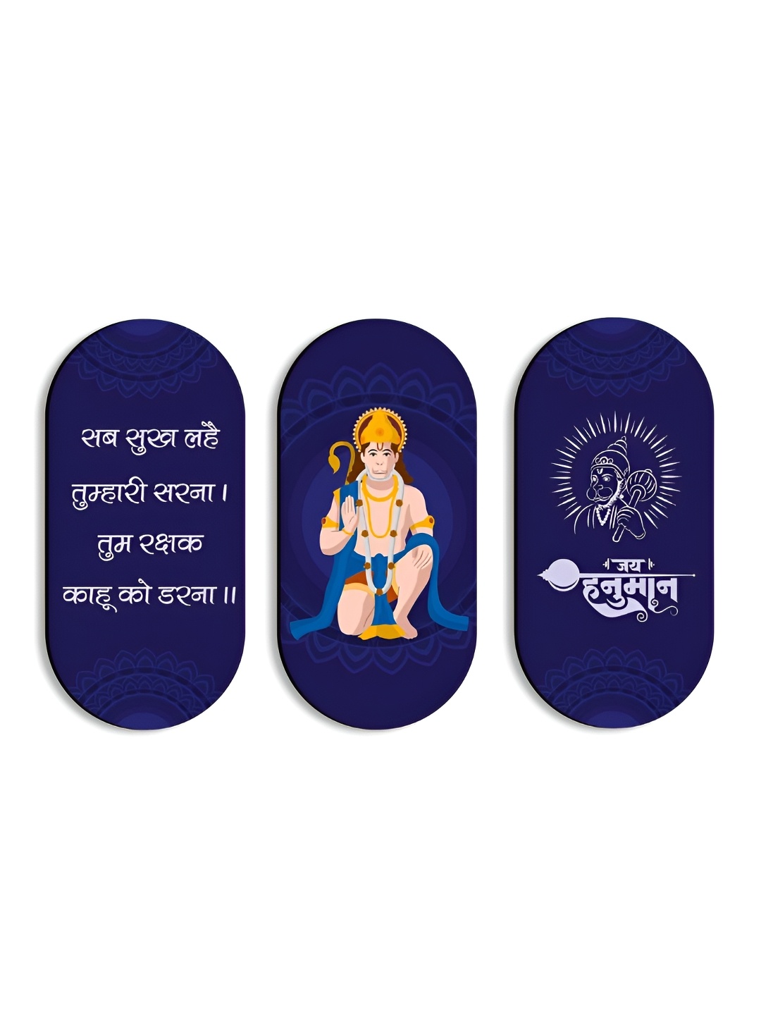

CLAWCRAFTS Navy Blue and White 3 Pieces Hanuman Wooden Wall Hangings