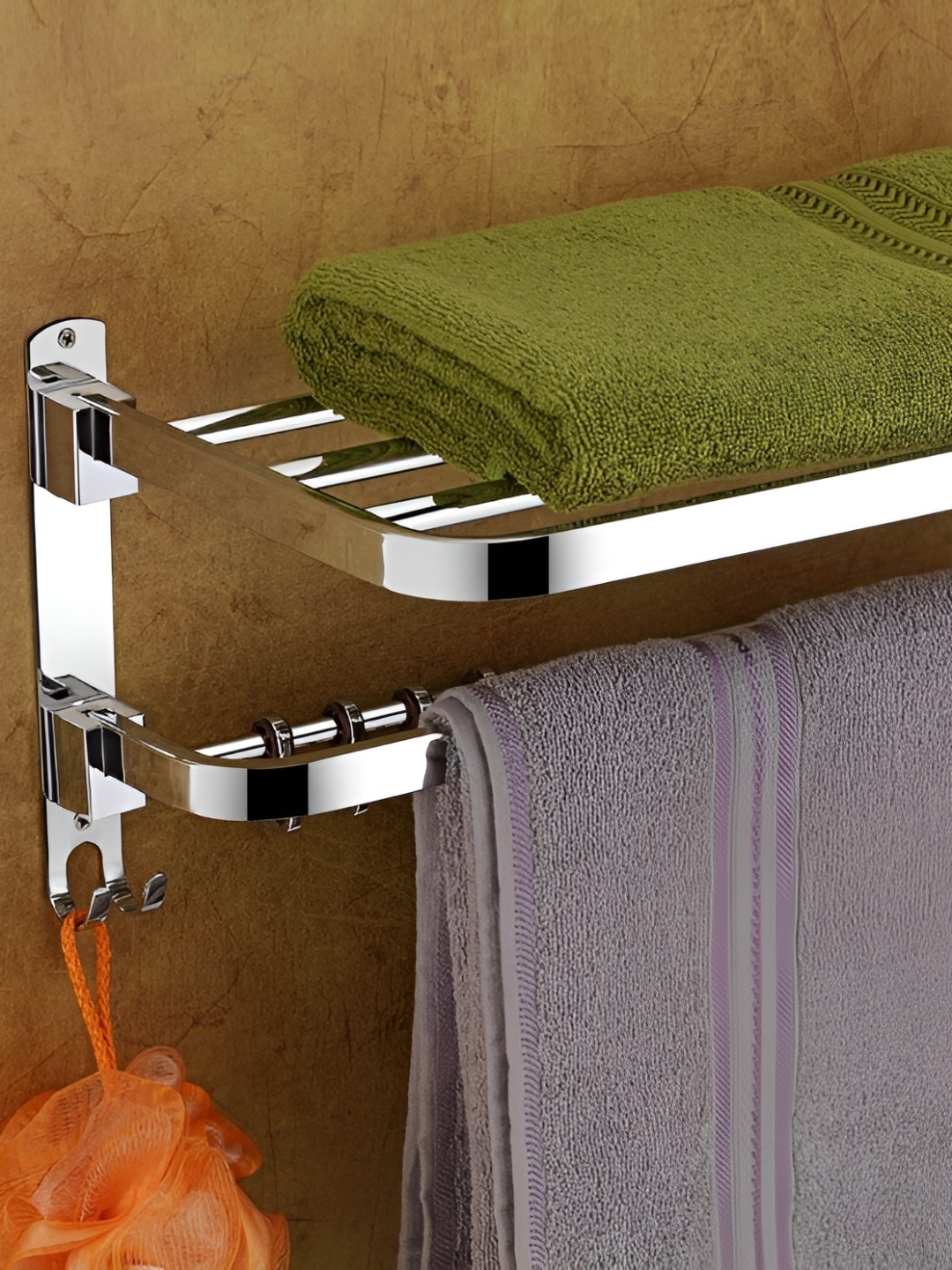 

Filox Silver-Toned Solid Stainless Steel Folding Towel Rack