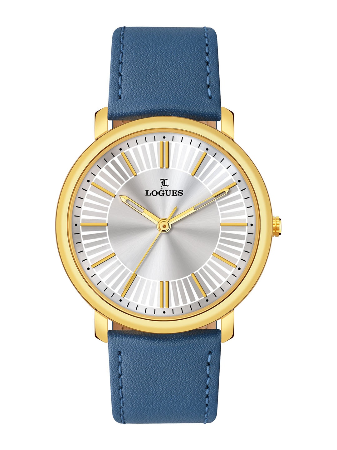 

L LOGUES Men Brass Dial & Leather Straps Analogue Watch G E-858 YL-37, Silver