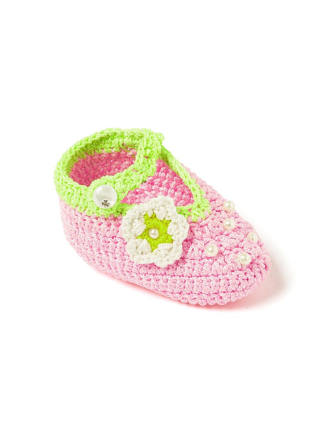 

FUNKRAFTS Girls Handmade Crochet Acrylic Booties, Pink