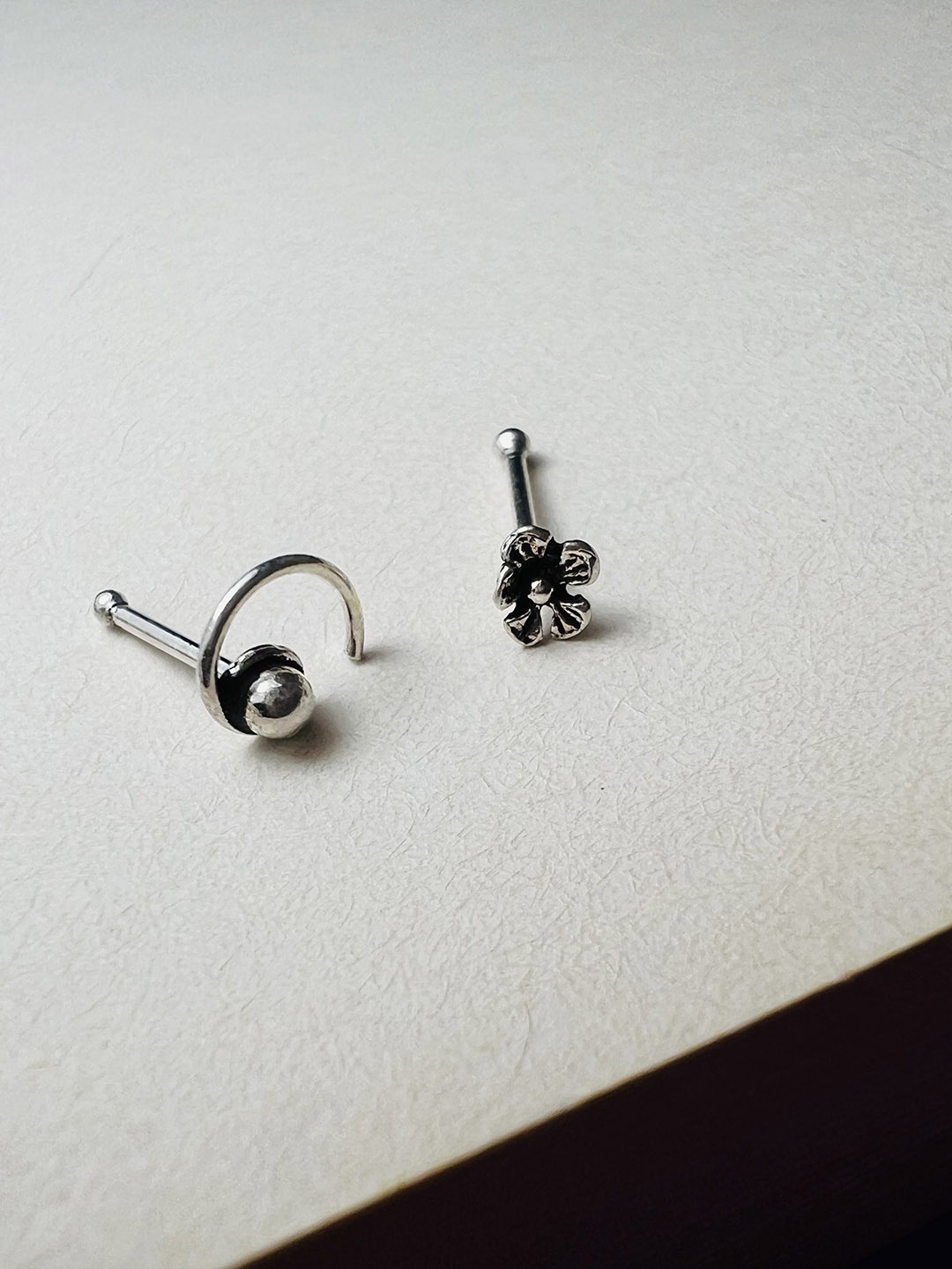 

Arte Jewels Set Of 2 Sterling Silver Oxidised Stud Nosepin