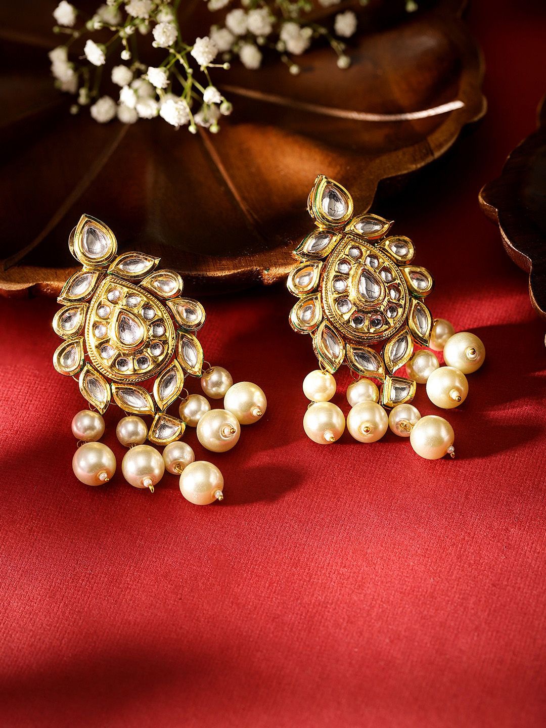 

Priyaasi Gold Plated Pearls Drop Earrings