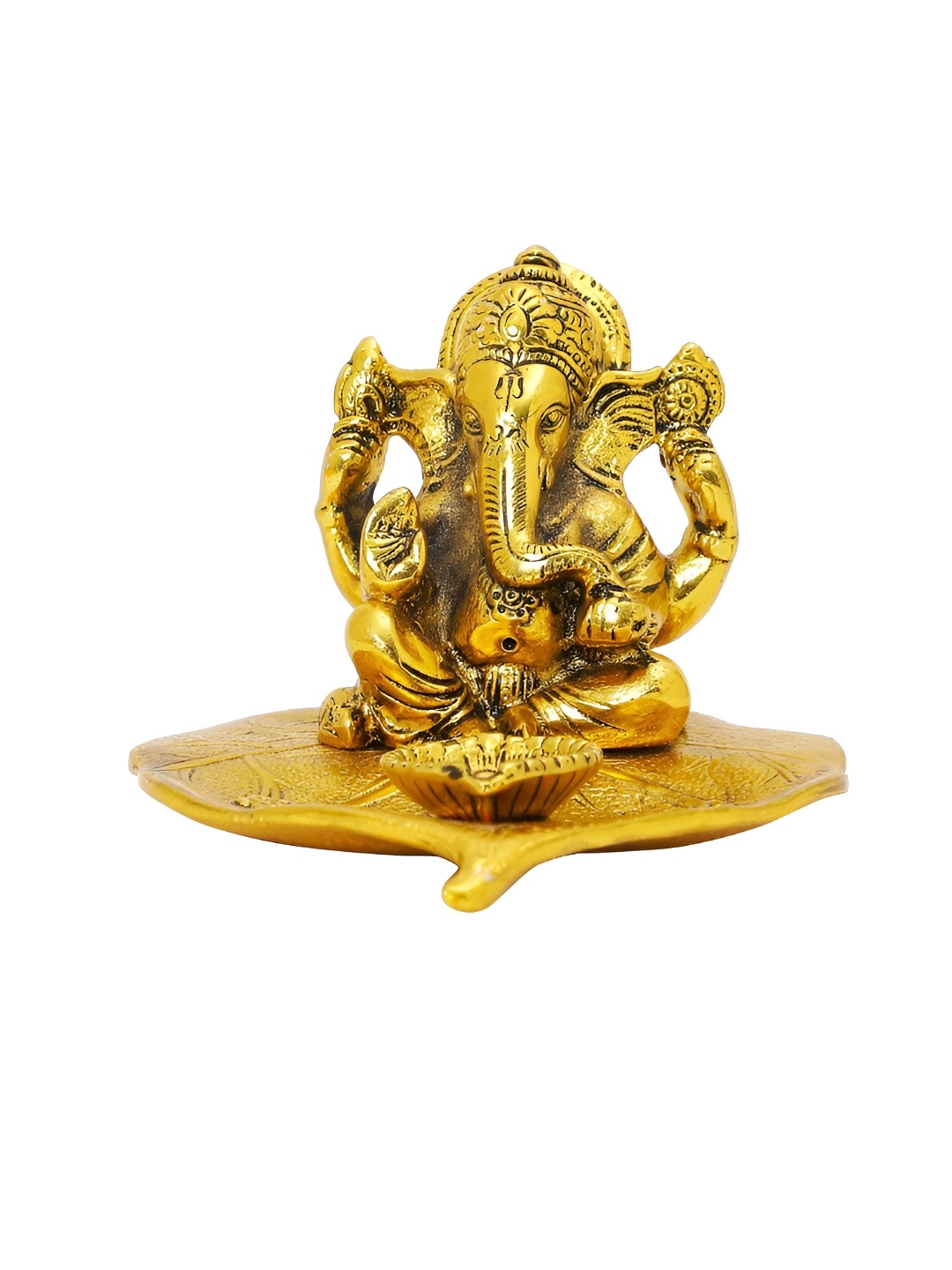 

INTERNATIONAL GIFT Gold Toned Golden Patta Ganesh Idol Religious Showpiece