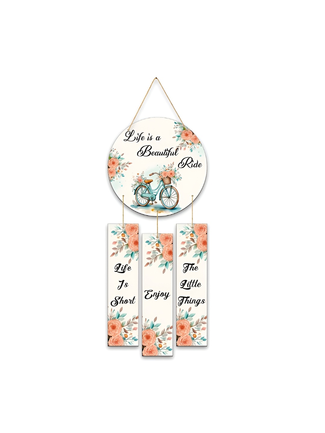 

CLAWCRAFTS Off White and Peach colored Quote Detail Wooden Wall Hanging