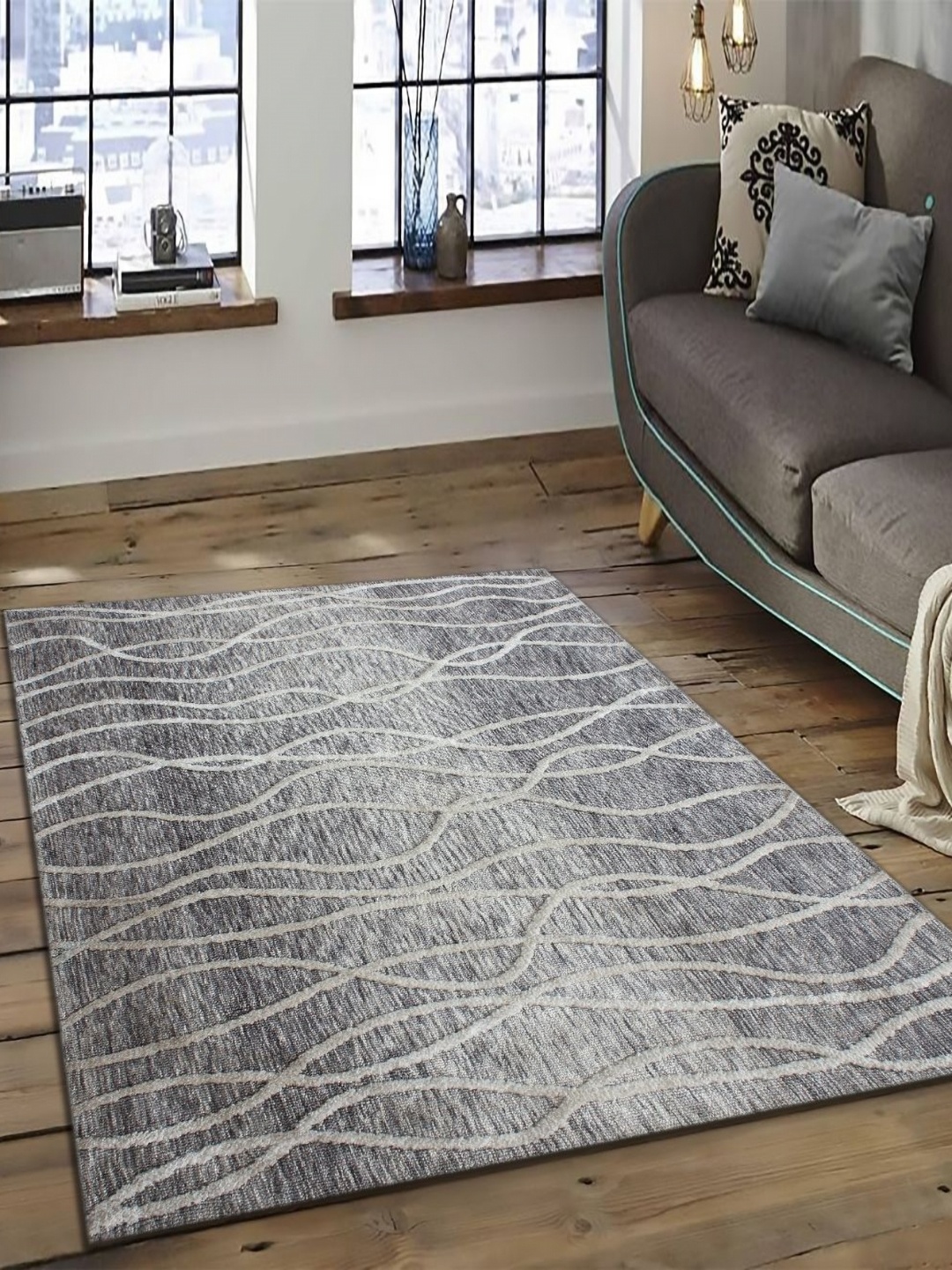 

MULTITEX Grey & Brown Abstract Anti-Skid Carpet