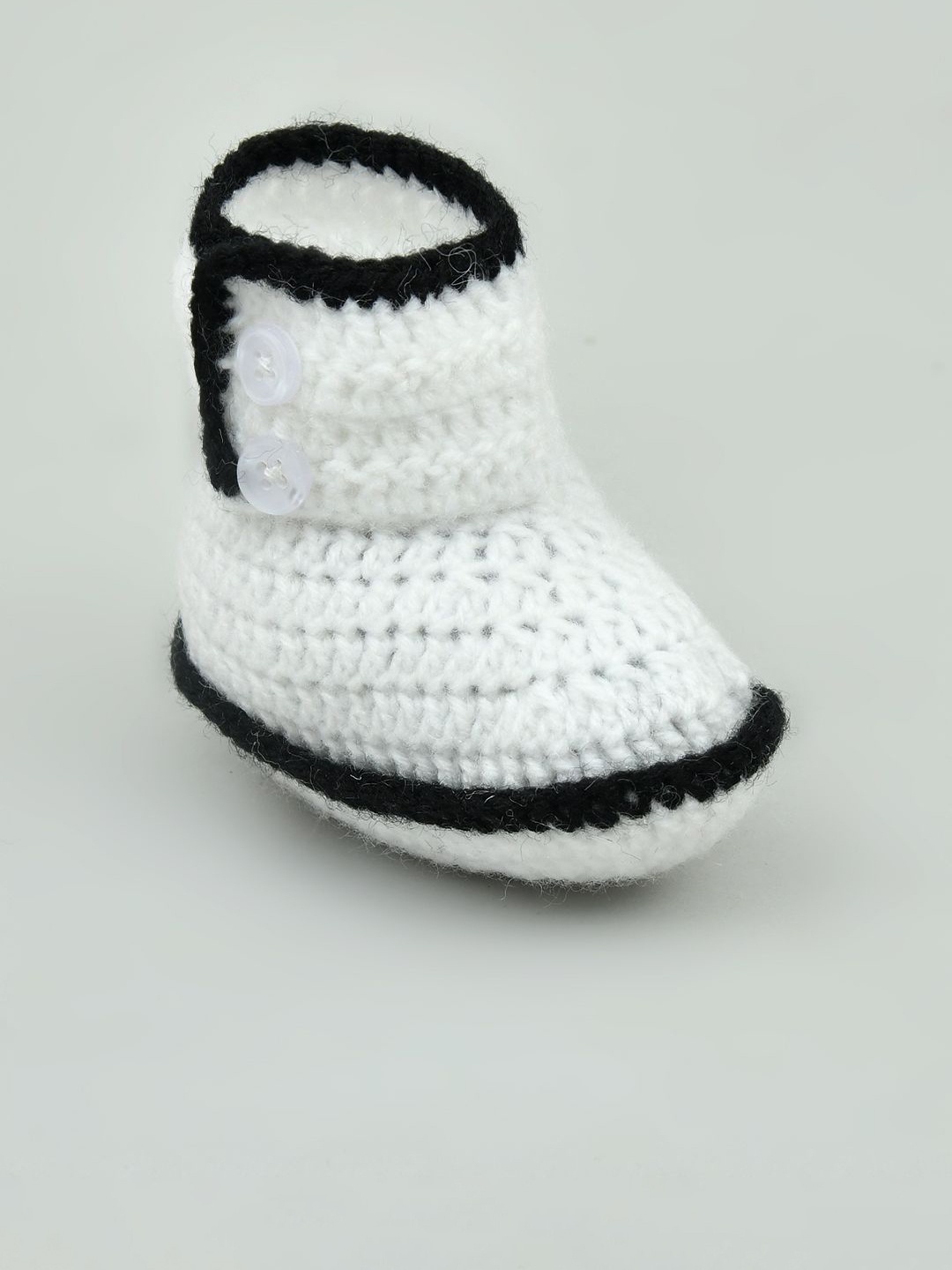 

FUNKRAFTS Kids Handmade Crochet Pure Wool Booties, White
