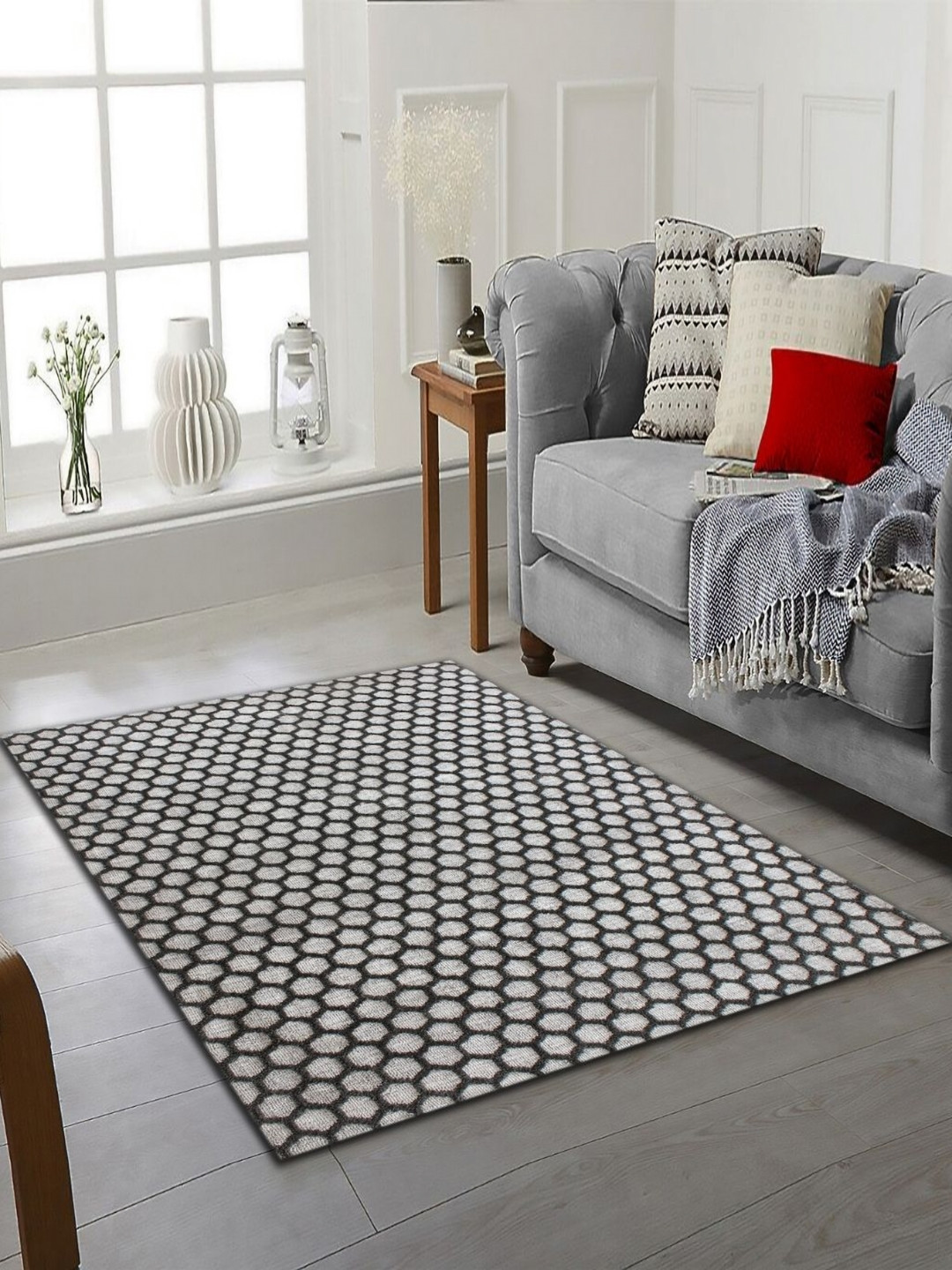 

MULTITEX Grey & Beige Geometric Anti-Skid Carpet