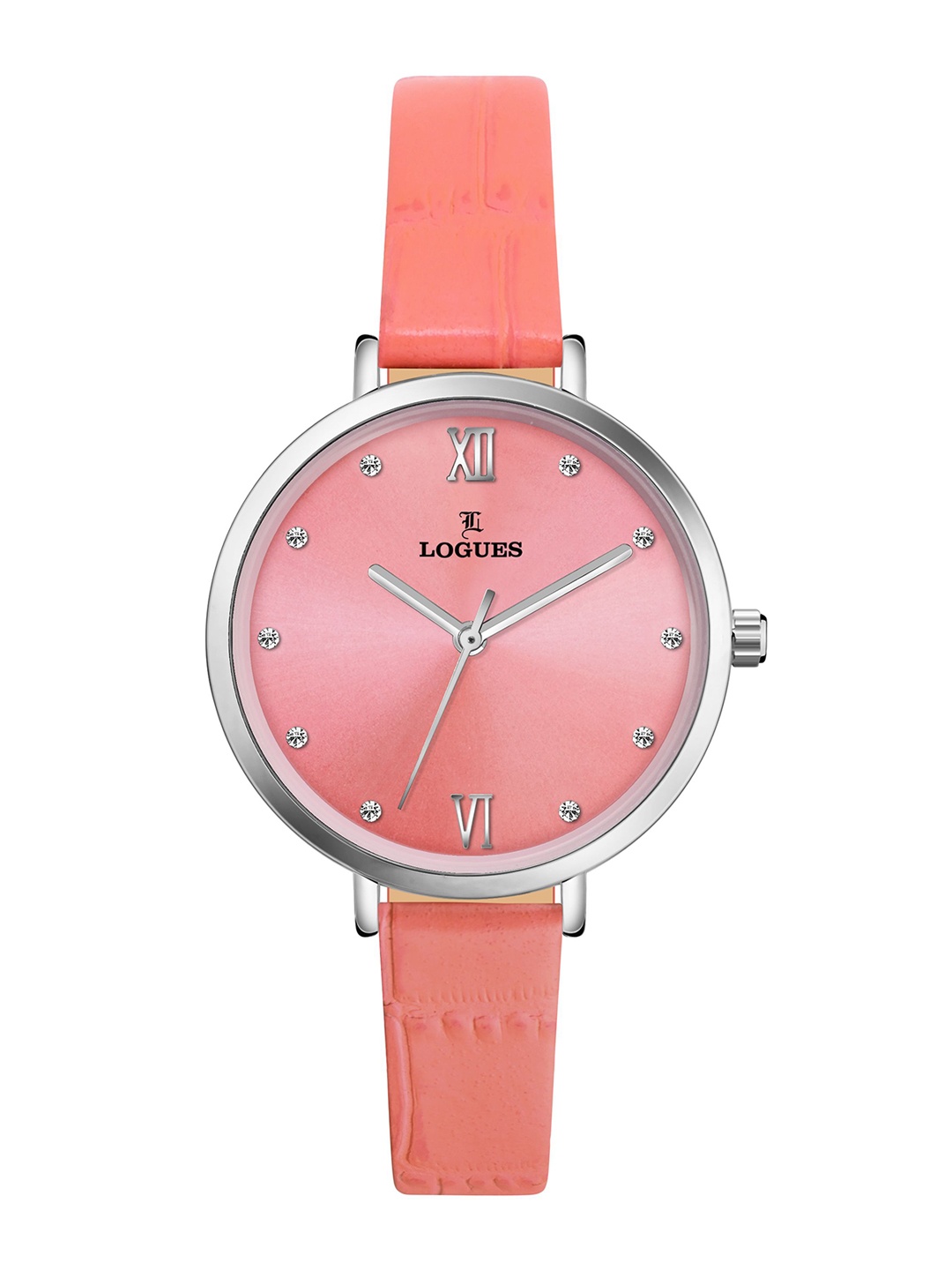 

L LOGUES Women Brass Dial & Leather Straps Analogue Watch L E-685 SL-09, Pink