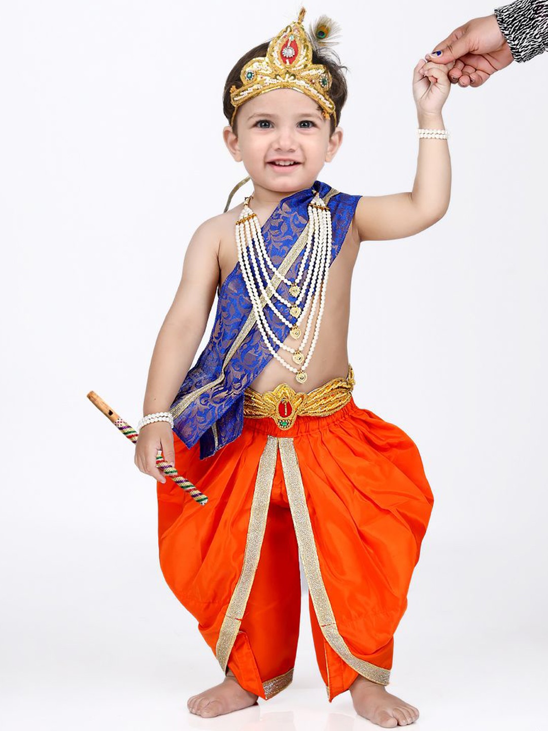 

itsmycostume Print Satin Krishna Dress, Orange