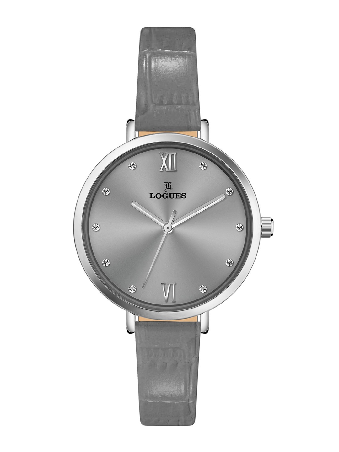 

L LOGUES Women Brass Dial & Leather Straps Analogue Watch L E-685 SL-27, Grey
