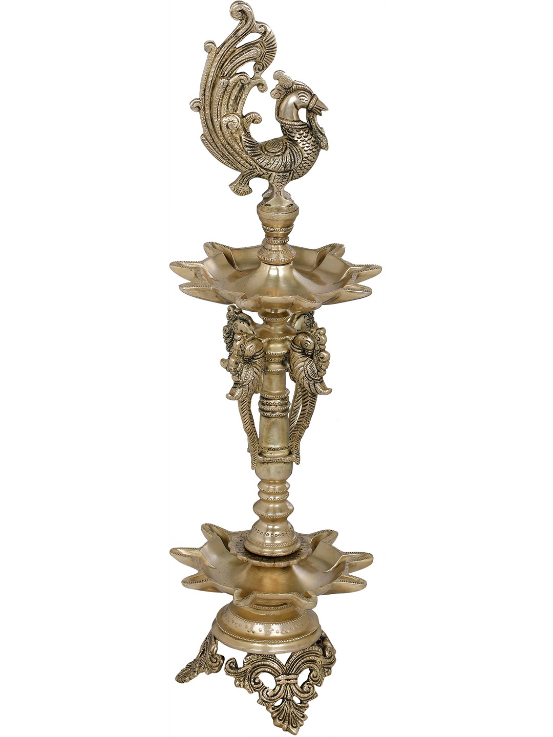 

Exotic India 23" Brass Peacock Lamps, Gold