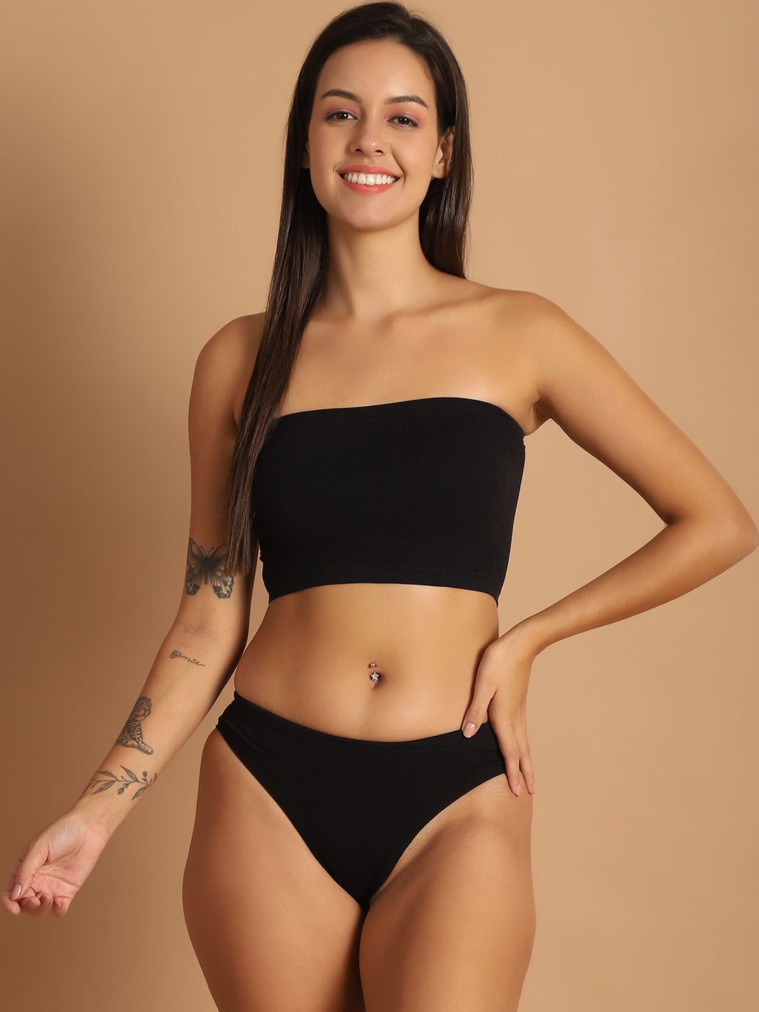

Friskers Non padded Lightly Padded Lingerie Set, Black