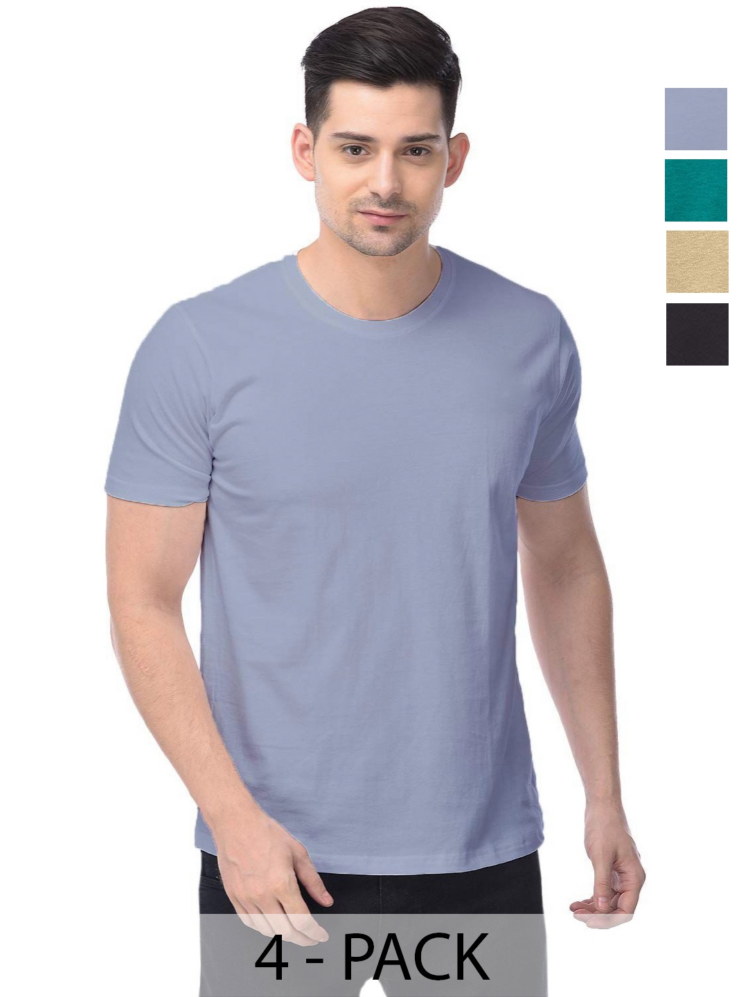 

COLOR CAPITAL Unisex Pack Of 4 Cotton T-Shirts, Na
