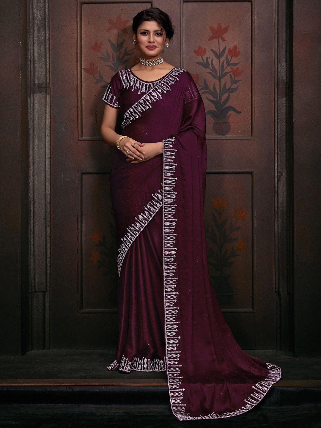 

Anouk Embellished Beads and Stones Designer Saree, Magenta