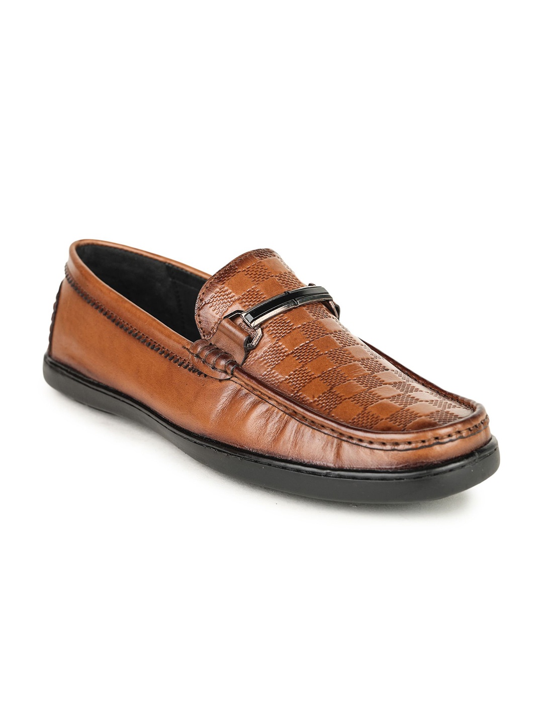 

BRITMEN Men Textured Leather Loafers, Tan