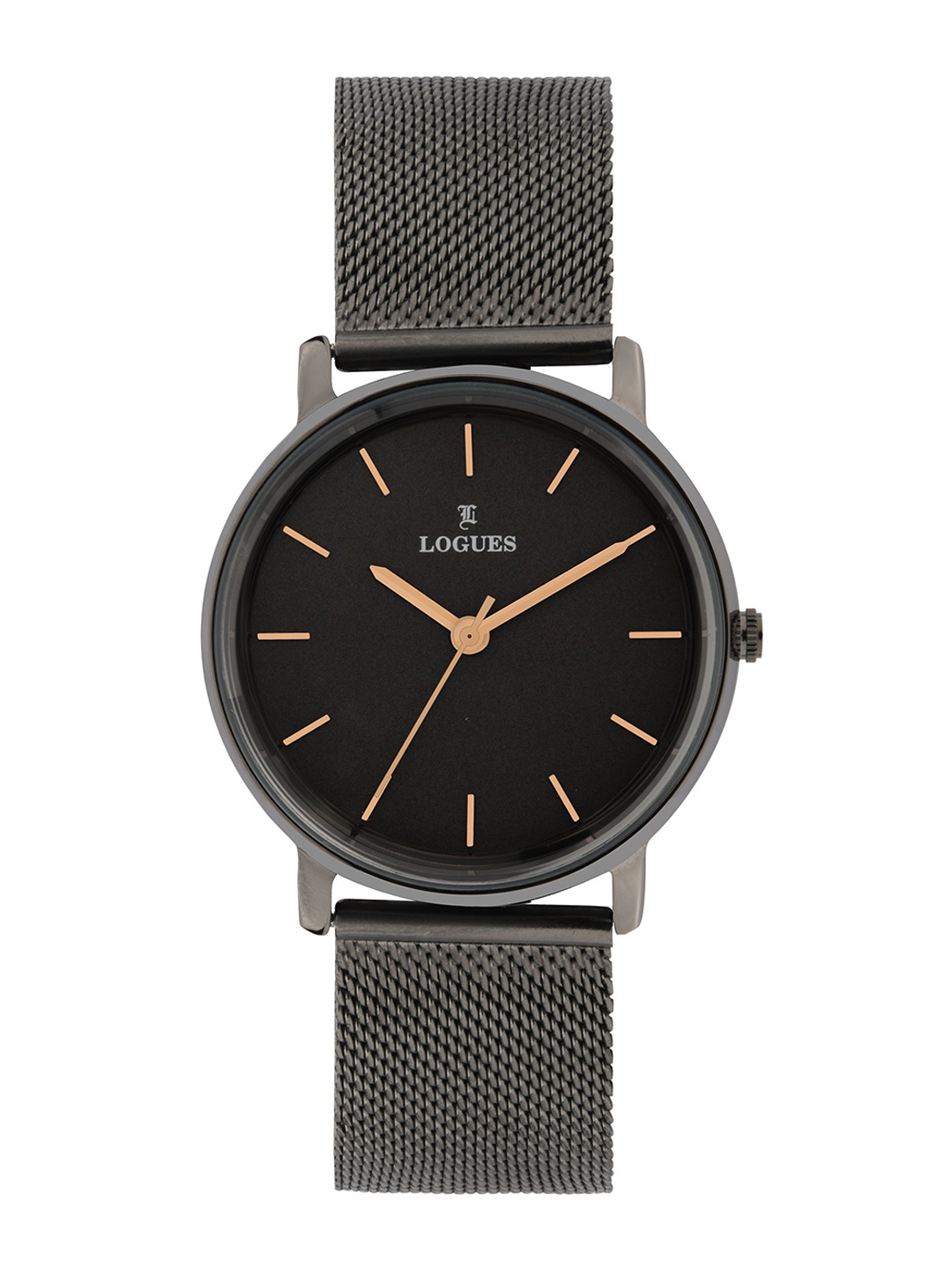 

L LOGUES Unisex Brass Dial & Bracelet Style Straps Analogue Watch P E-953 QZ-27, Grey