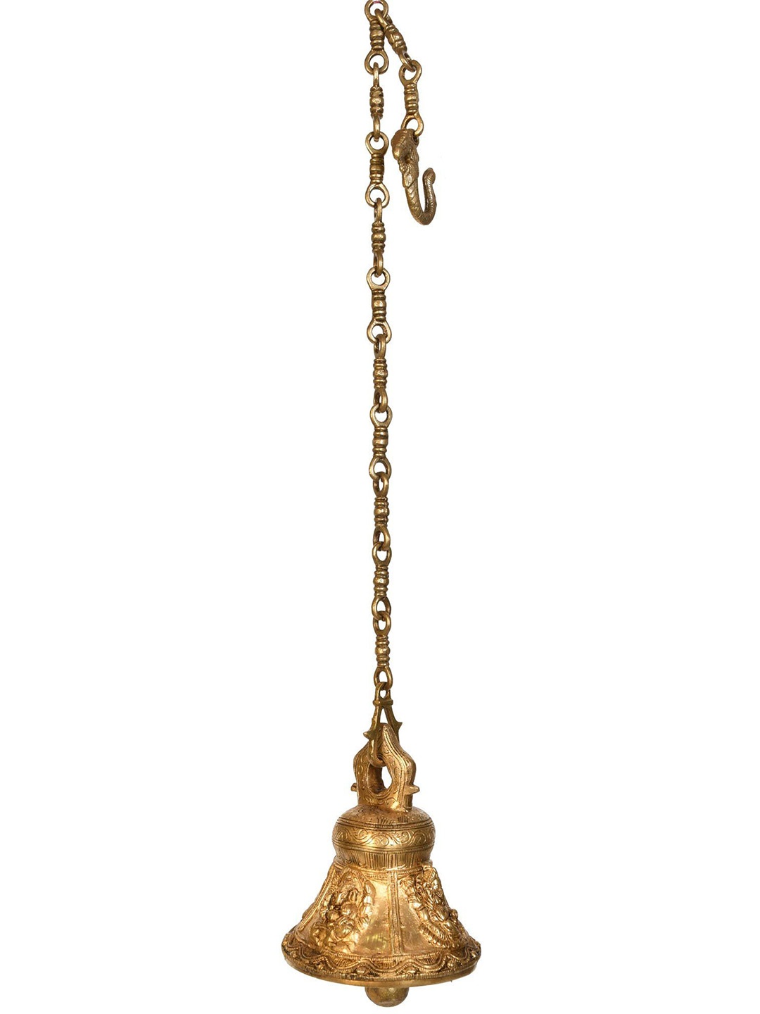 

Exotic India 6" Brass Pancha-Ganesha Temple Hanging Bell, Gold