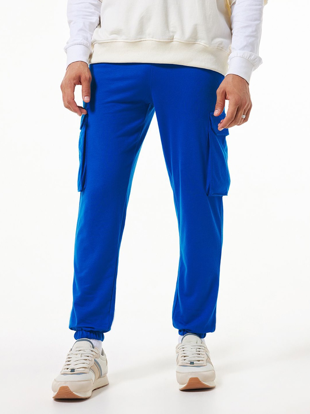 

Bewakoof AIR 1.0 Men Cotton Relaxed-Fit Joggers Track Pants, Blue