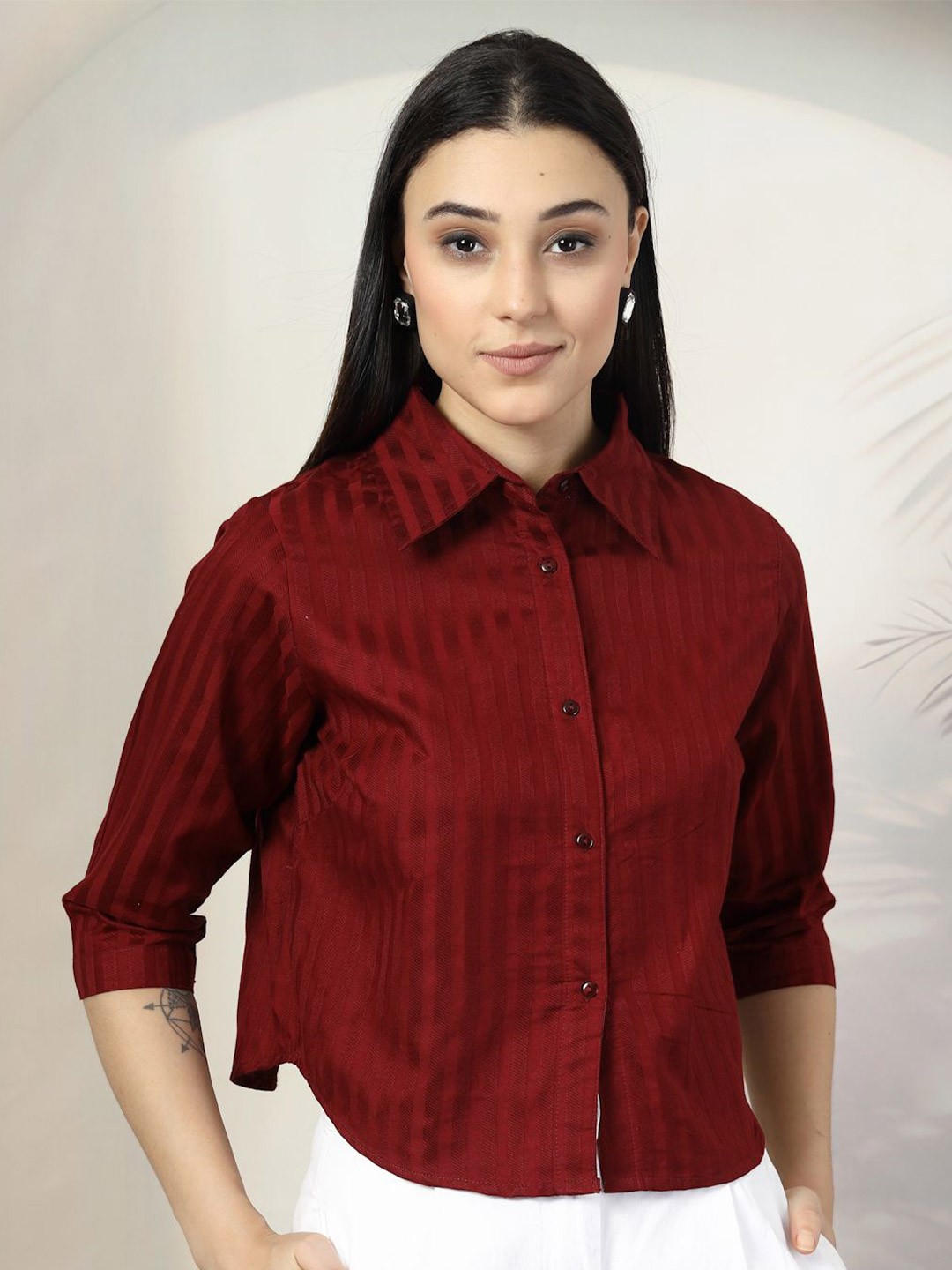 

plusS Cotton Crop Top, Maroon