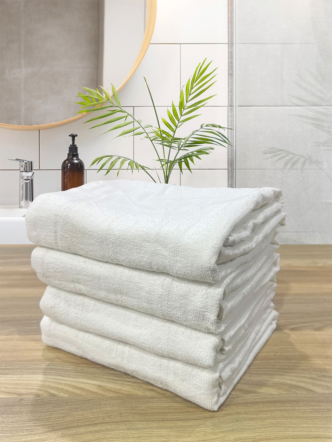 

LABHAM White 4 Pieces Pure Cotton 300 GSM Bath Towel