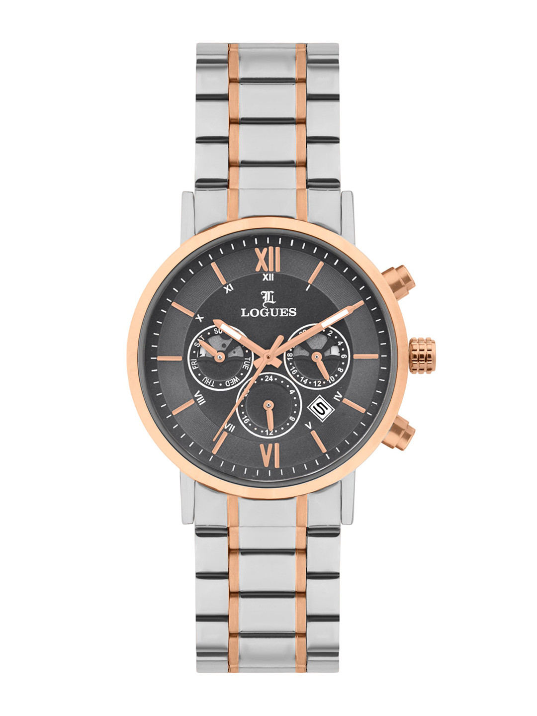 

L LOGUES Men Brass Dial & Bracelet Style Straps Analogue Watch G 1971 BWM-27, Rose gold