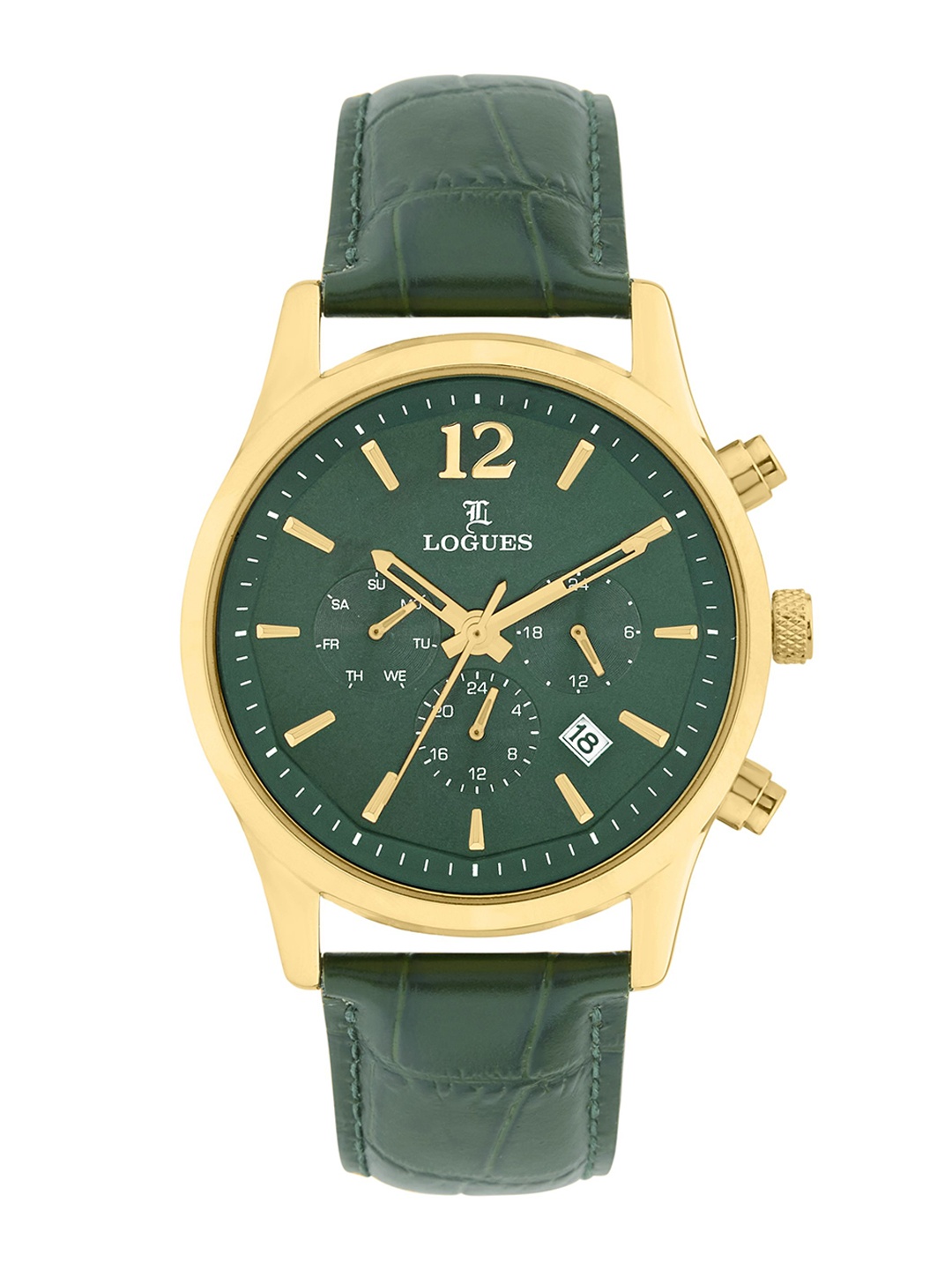 

L LOGUES Men Brass Dial & Leather Straps Analogue Watch G 1975 YL-10, Green
