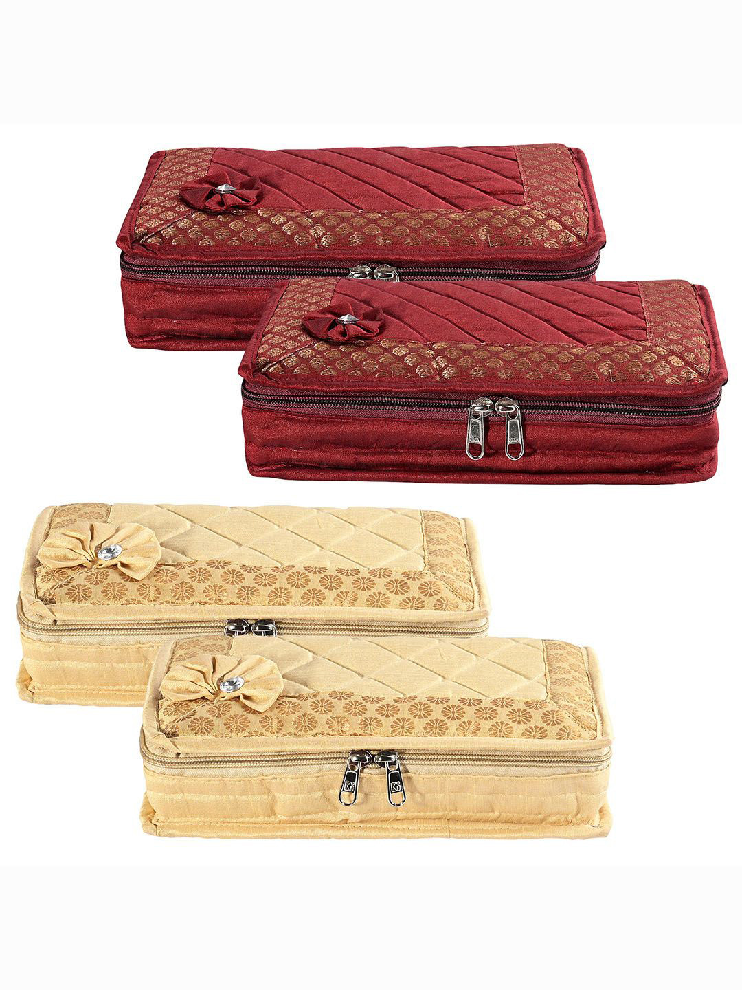 

Kuber Industries Gold-Toned & Maroon 4 Pieces Jewellery Organisers