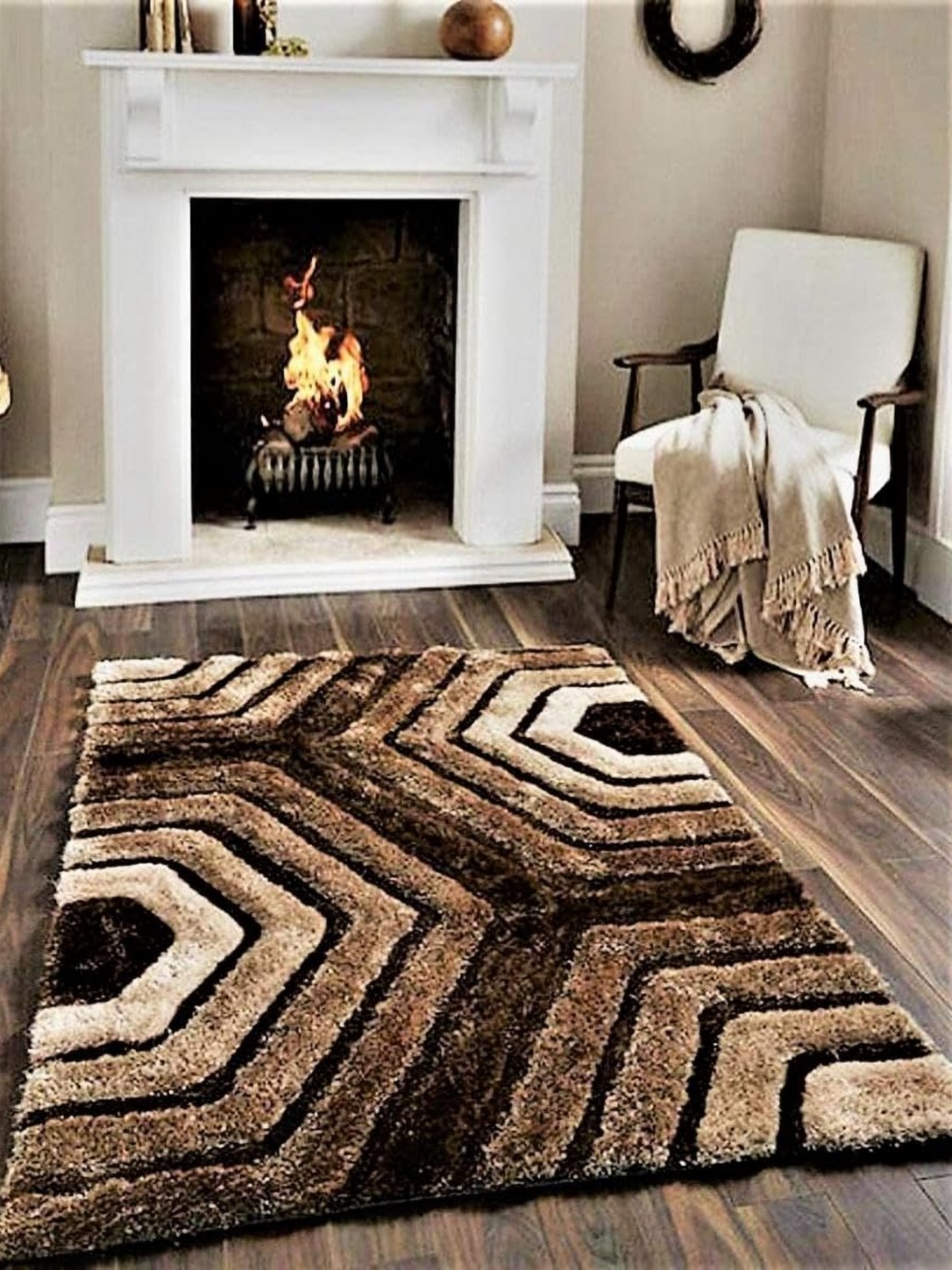 

Banchmark Home Furnishings Brown & Tan Geometric Rectangle Carpet