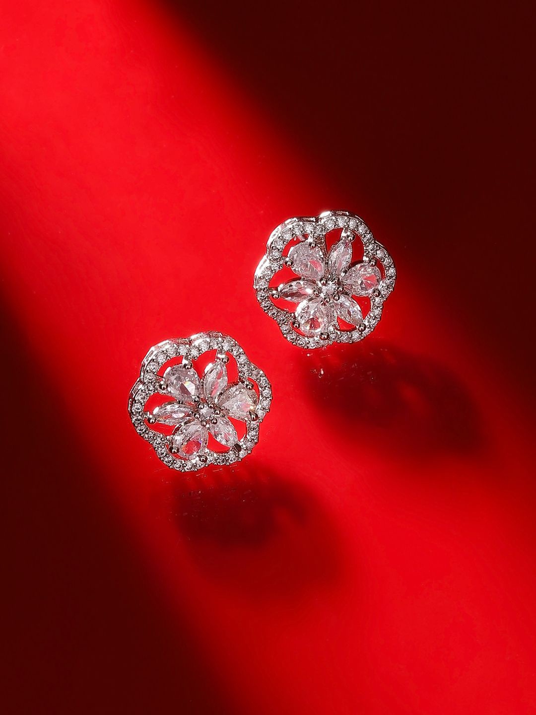 

Priyaasi Silver Plated Contemporary American Diamond Studded Earrings