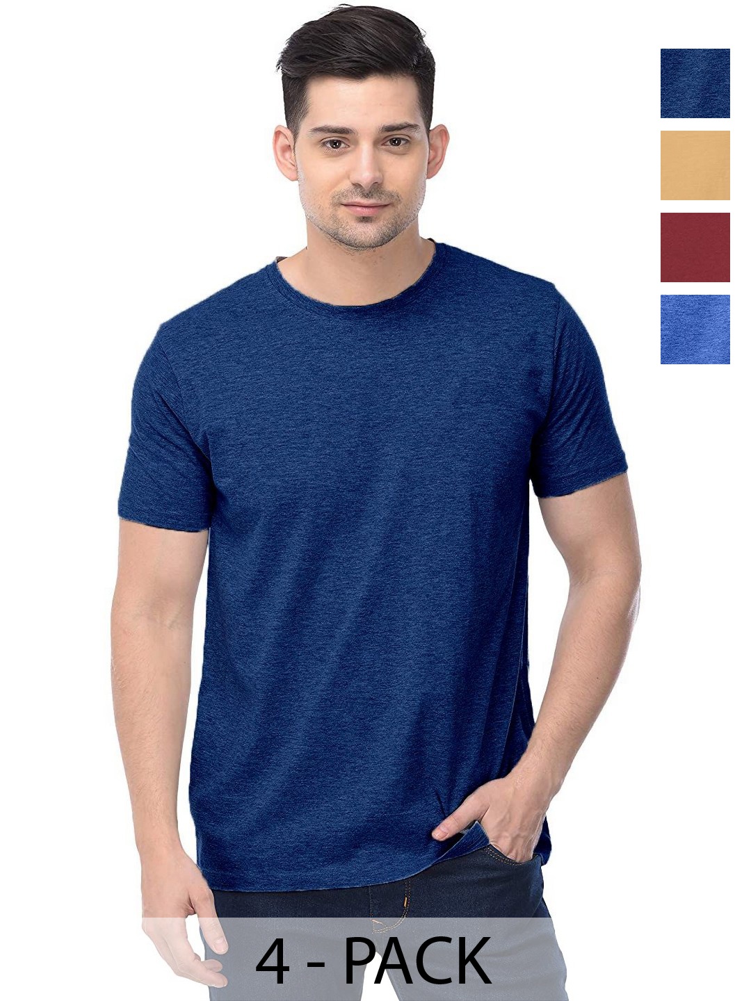 

COLOR CAPITAL Unisex Pack Of 4 Cotton T-Shirts, Na