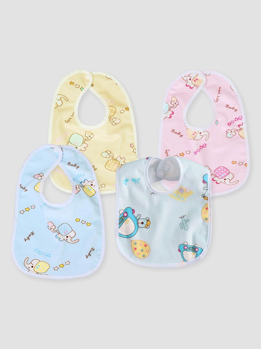 

Kidbea Infant Pack Of 4 Printed Bibs, Peach