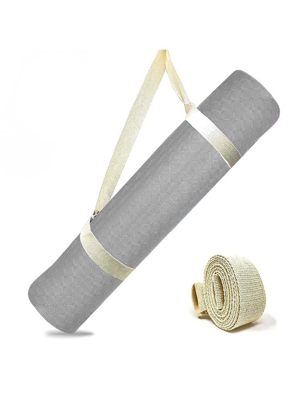 

STRAUSS Grey Rectangular Anti-Skid Yoga Mat With Carry Strap