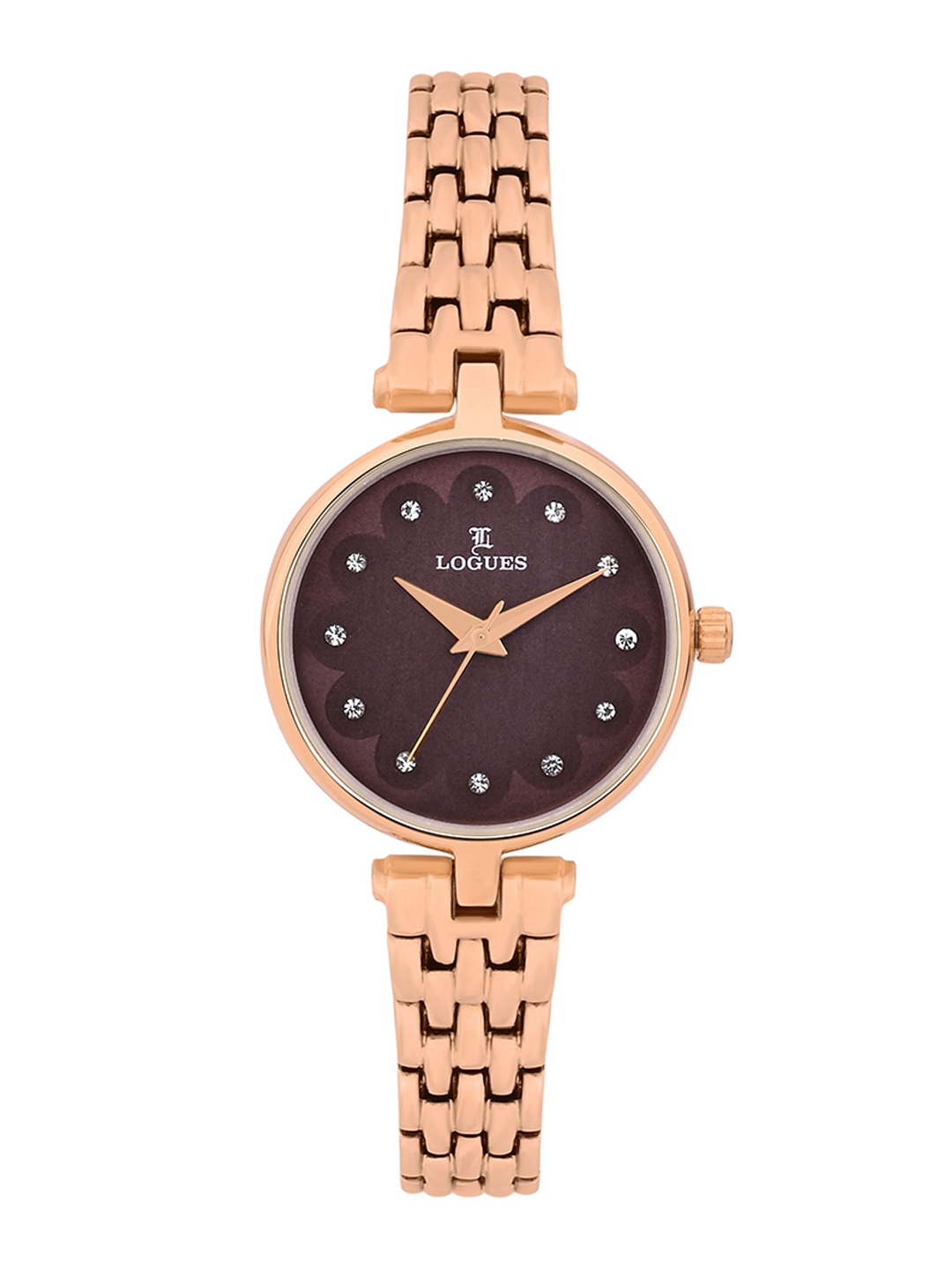 

L LOGUES Women Brass Dial & Bracelet Style Straps Analogue Watch L E-711 WM-05, Rose gold