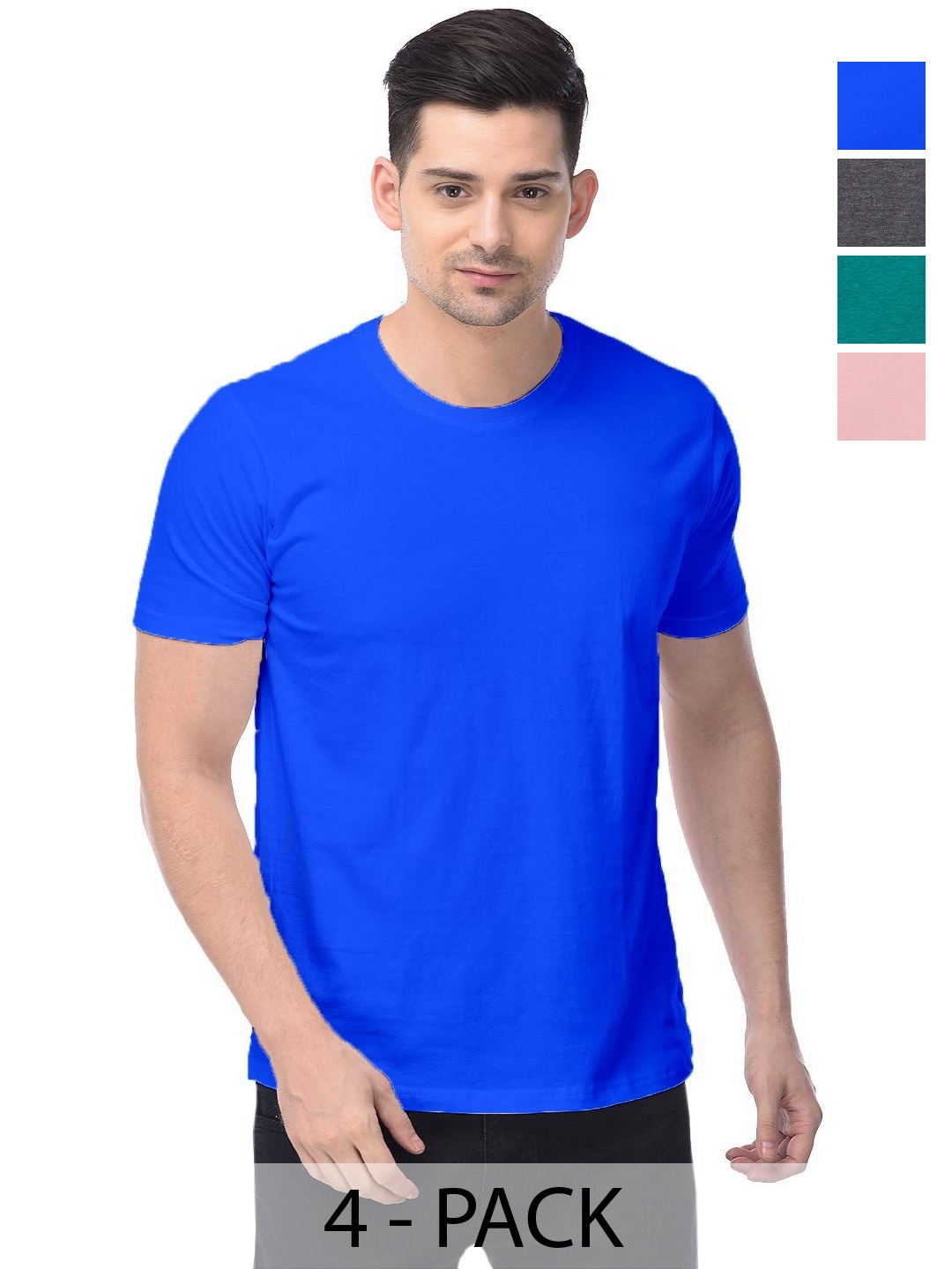 

COLOR CAPITAL Unisex Pack Of 4 Cotton T-Shirts, Na