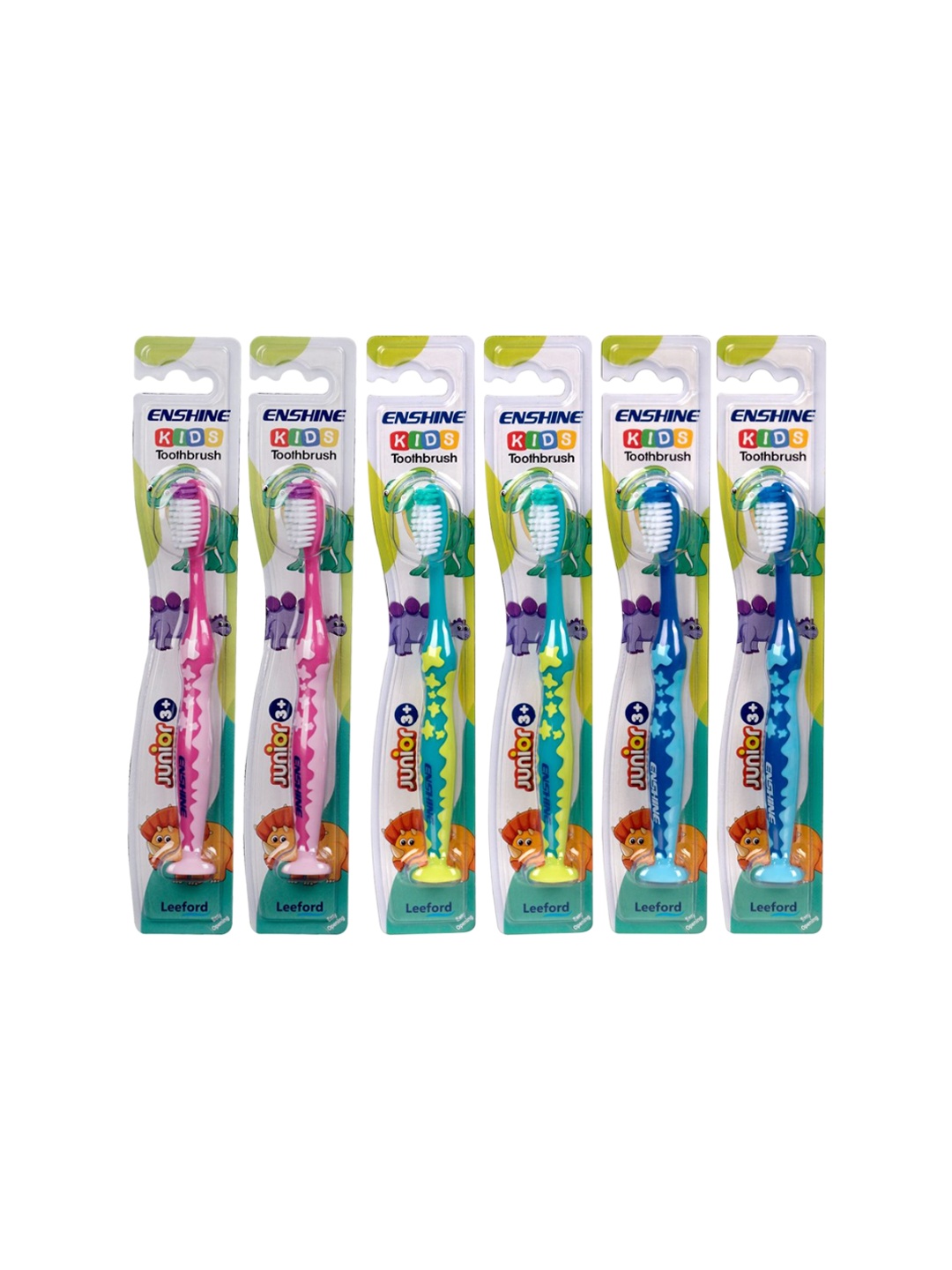 

ENSHINE Kids 6Pcs Printed Toothbrush, Pink