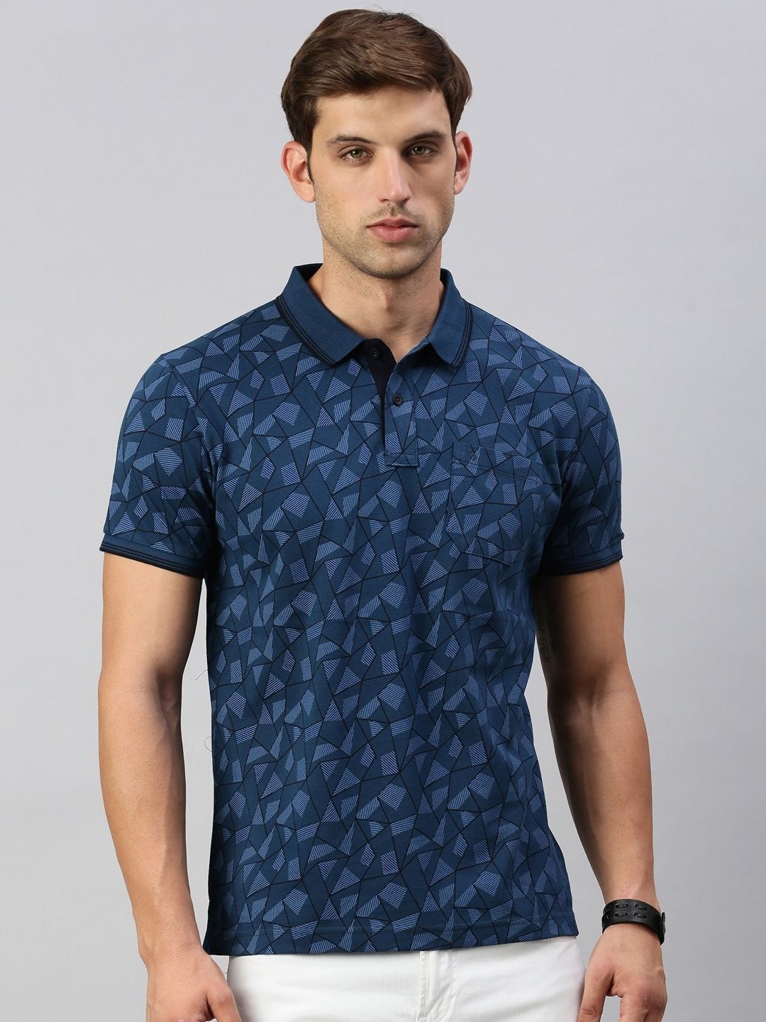 

Classic Polo Men Solid Polo Collar Cotton Slim Fit T-Shirt, Navy blue
