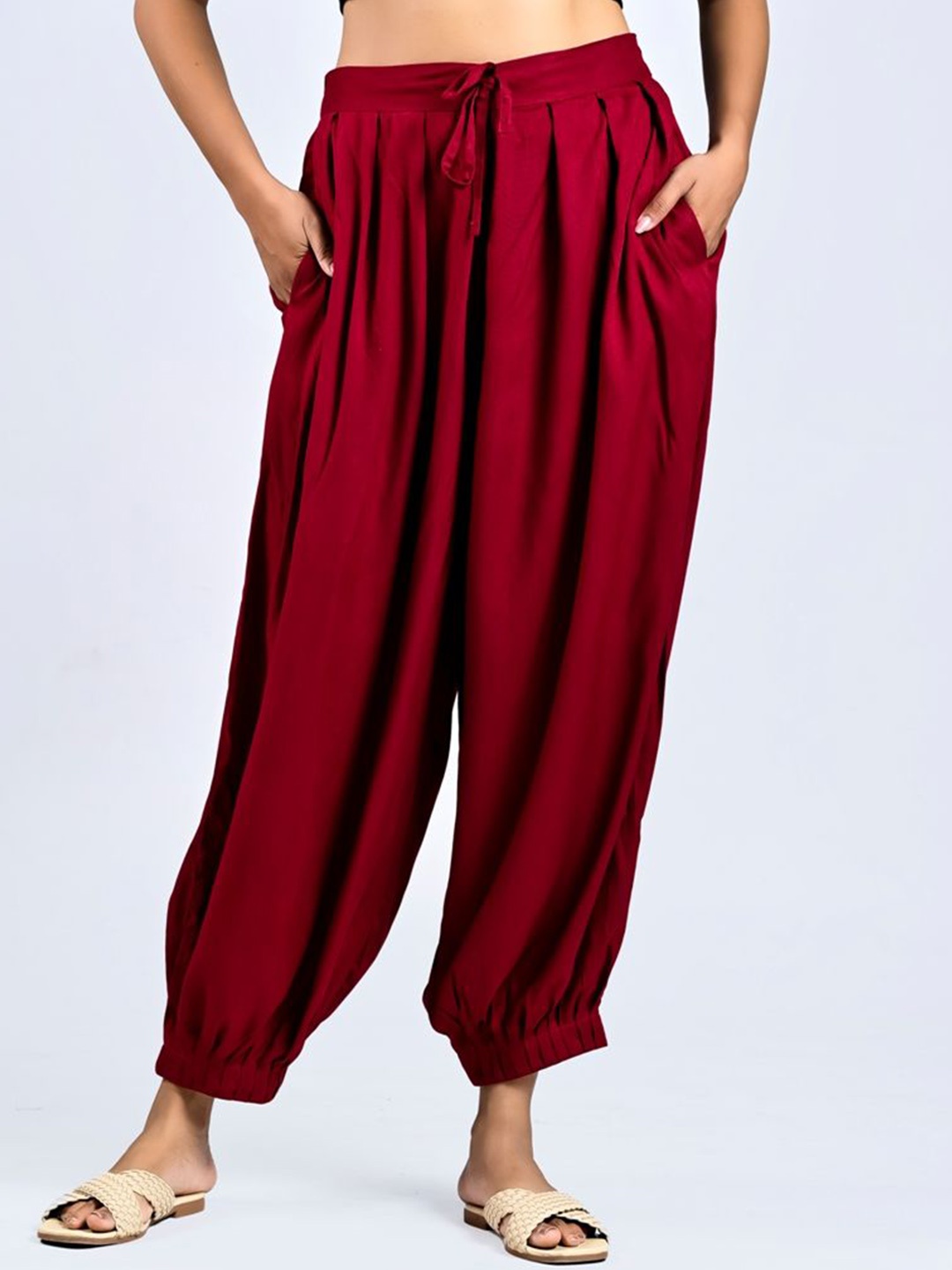 

MIRAYYA Women Loose Fit Harem Pants, Maroon