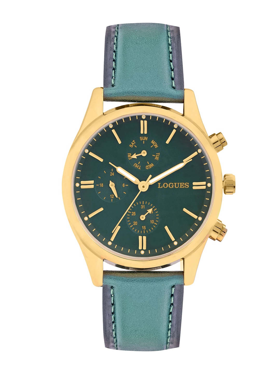 

L LOGUES Men Brass Dial & Leather Straps Analogue Watch G 1973 YL-10, Green