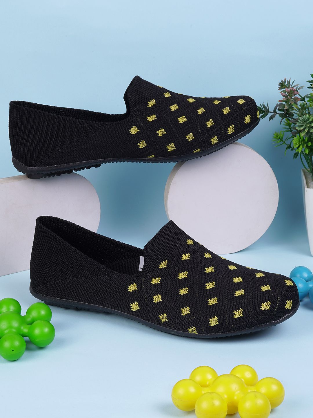 

WALKWAY by Metro Women Printed Slip-On Synthetic Loafers, Black