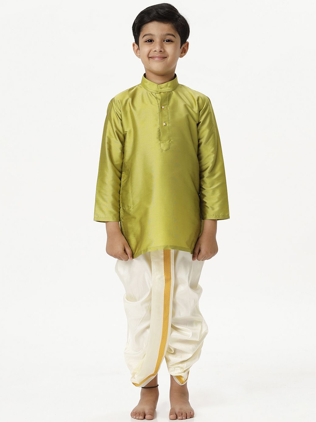 

Ramraj Kids Kurta With Panchakacham, Green