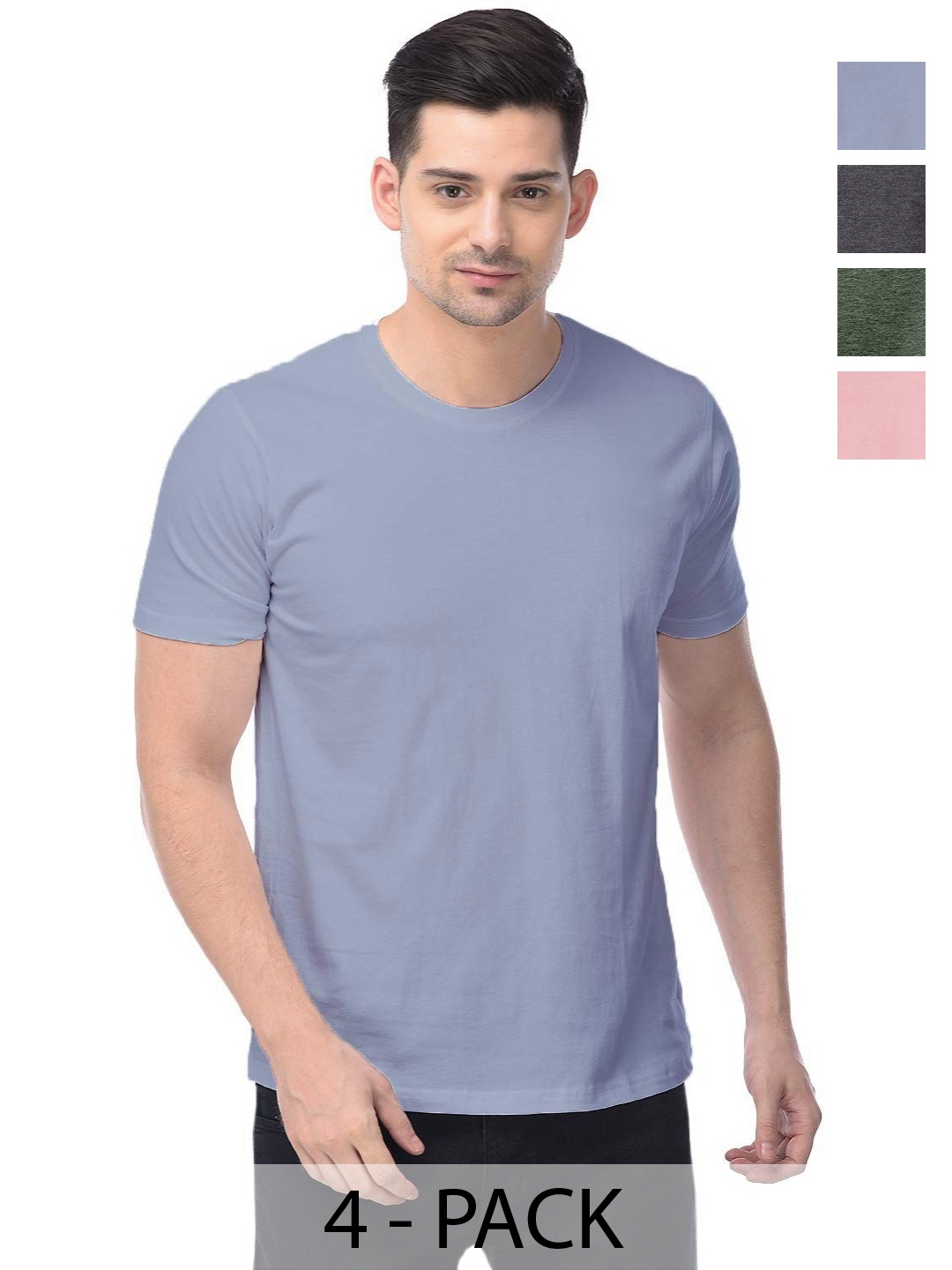 

COLOR CAPITAL Unisex Pack Of 4 Cotton T-Shirts, Na