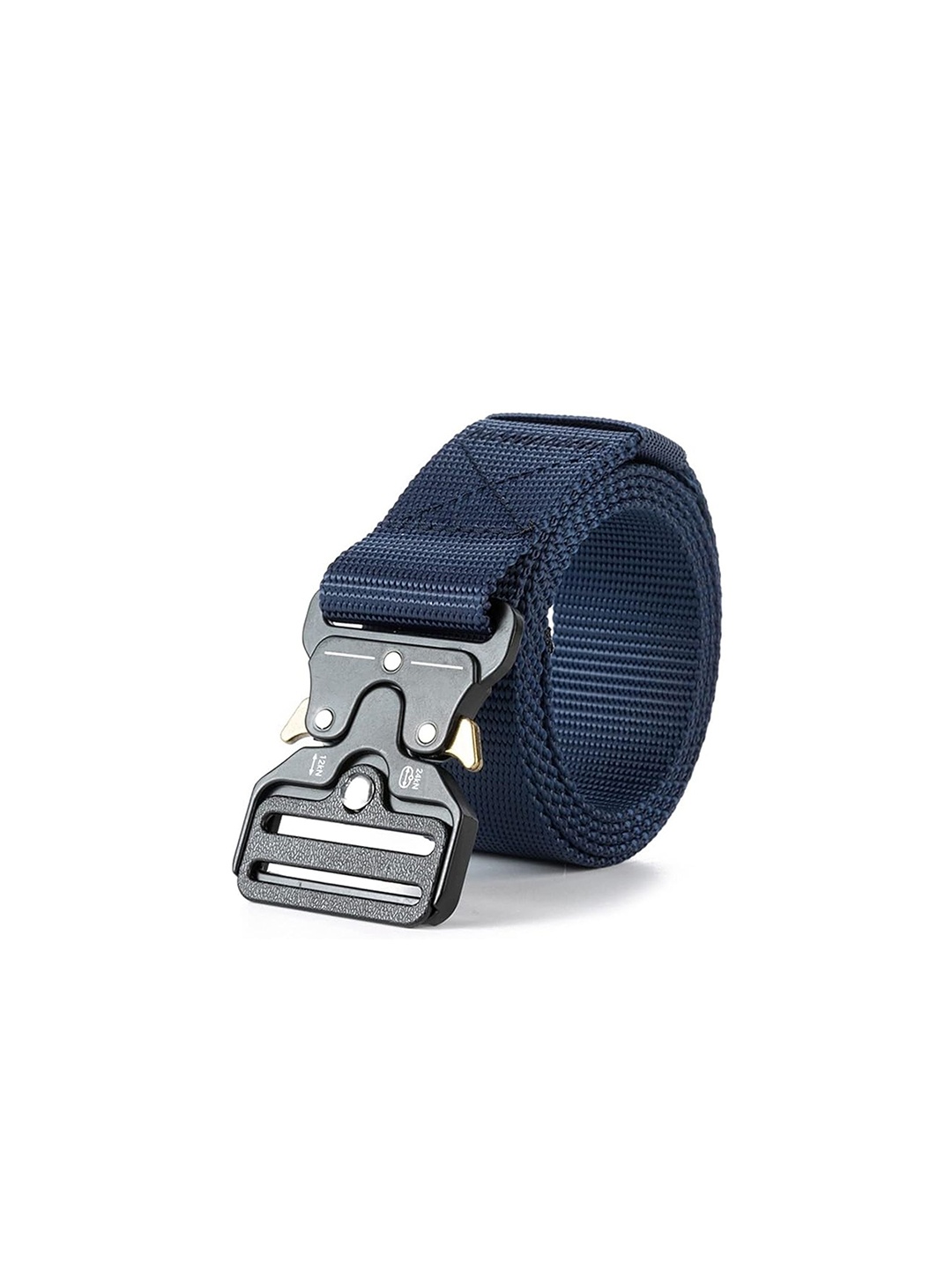 

AXXTTITUDE Men Textured Interlock Closure Casual Belt, Blue