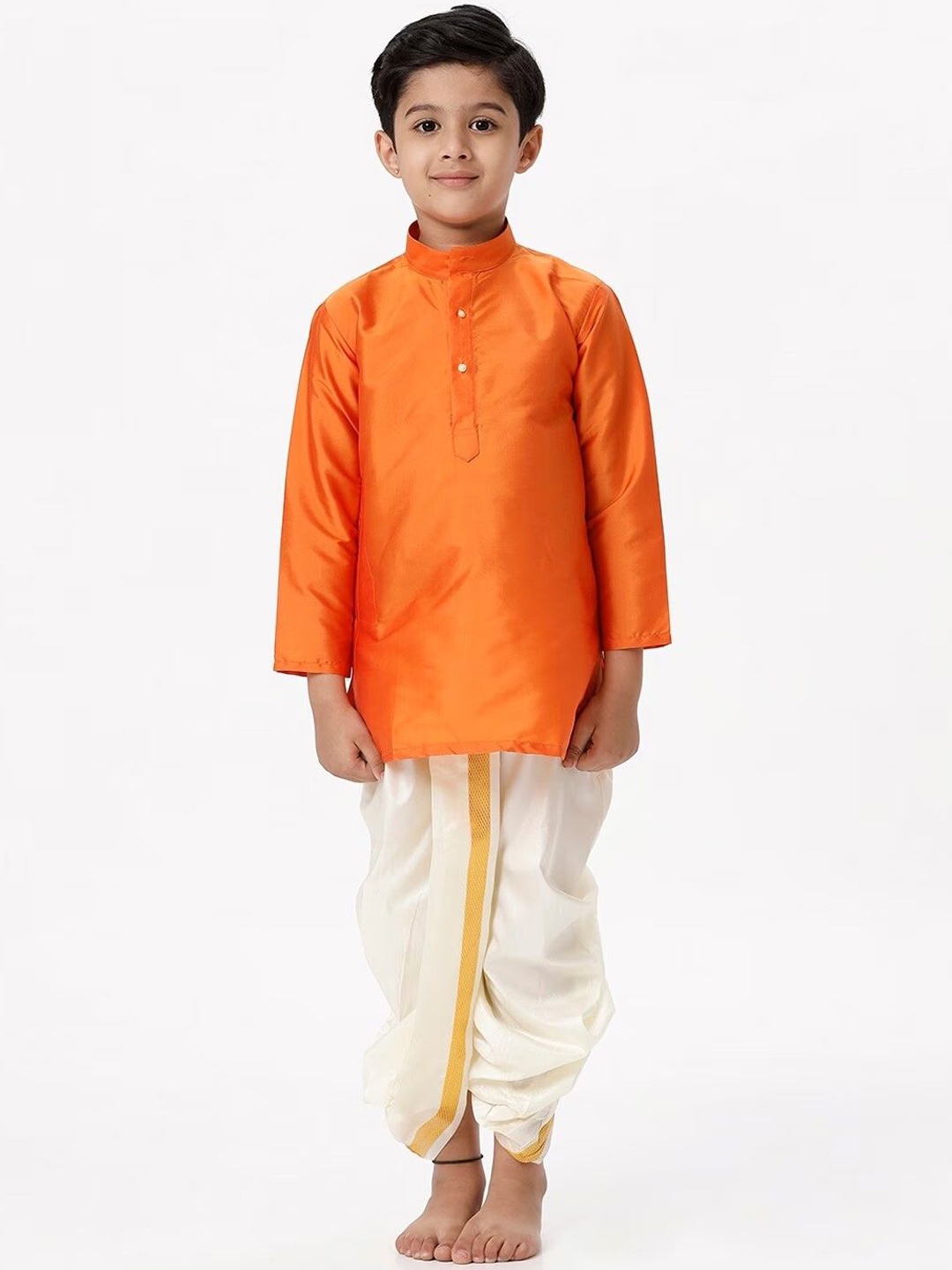 

Ramraj Kids Kurta with Panchakacham, Orange