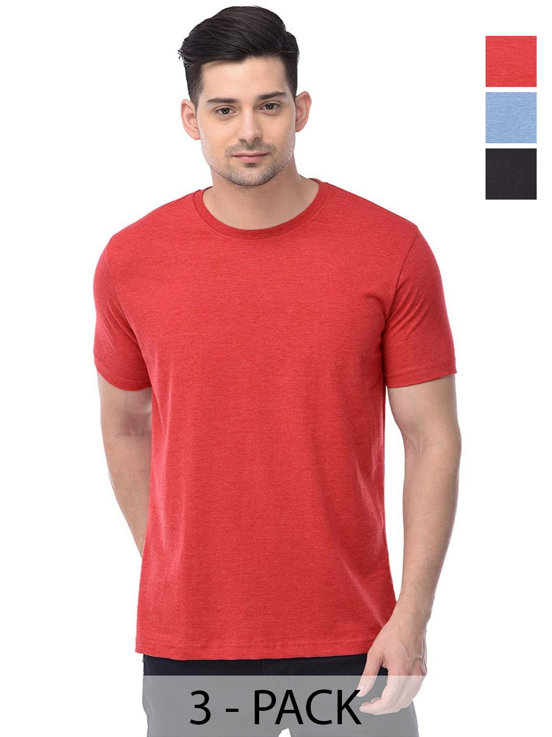 

COLOR CAPITAL Unisex Pack Of 3 Cotton T-Shirts, Red